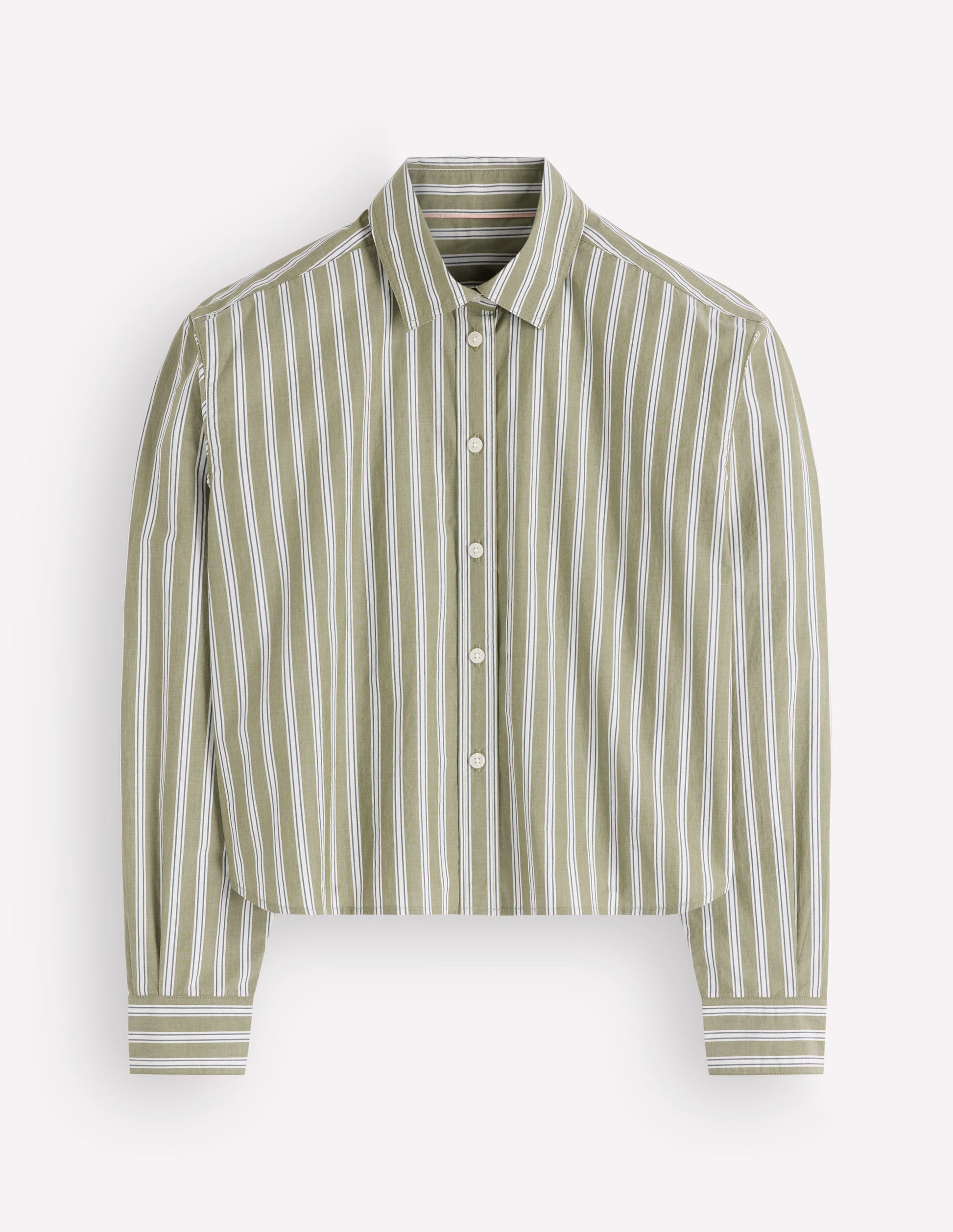Sienna Cropped Cotton Shirt-Olive, Navy Tram Stripe-7