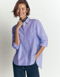 Sienna Relaxed Cotton Shirt-Blue Oxford, Trim Back
