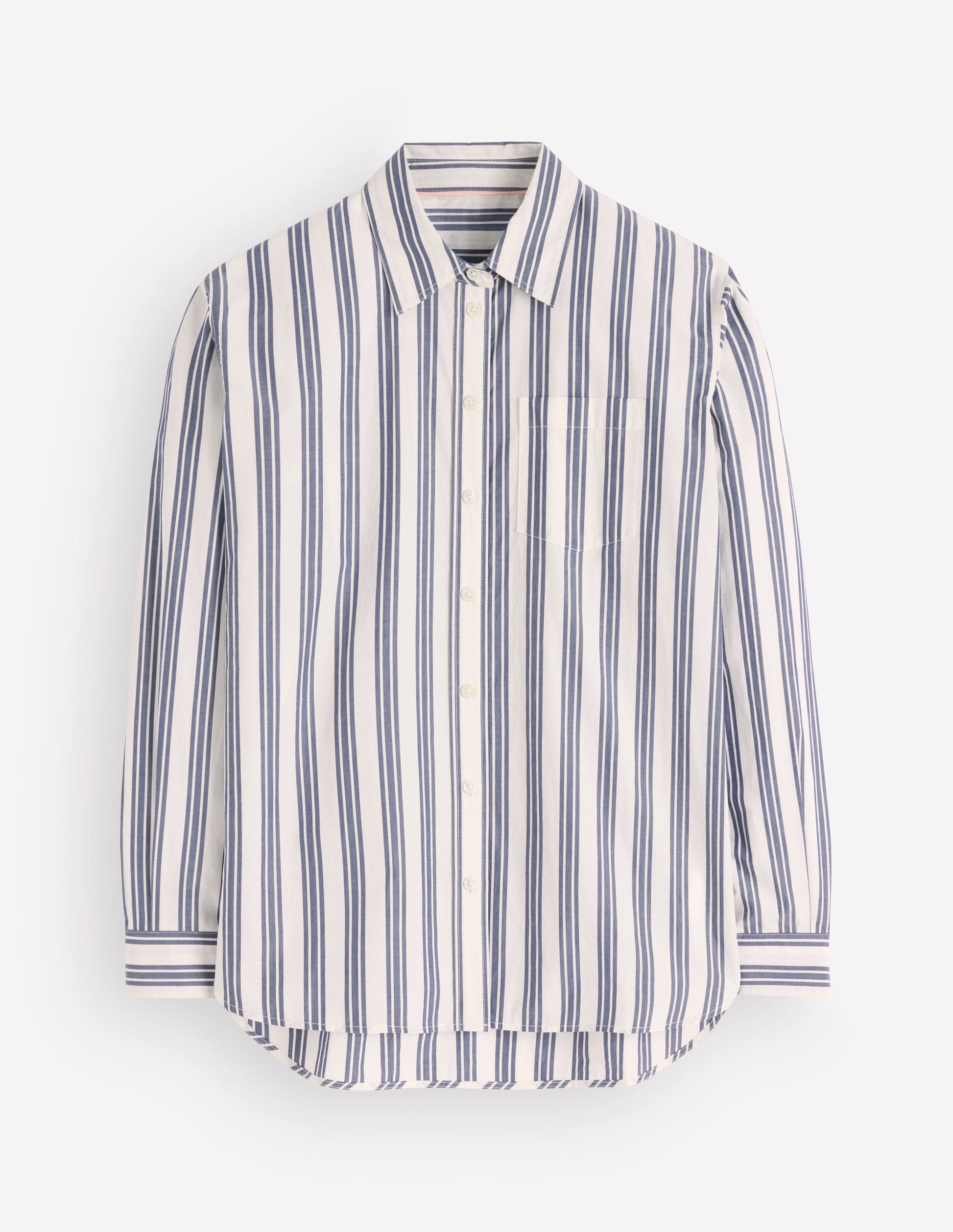 Sienna Relaxed Cotton Shirt-Ivory, Navy Tram Stripe-6