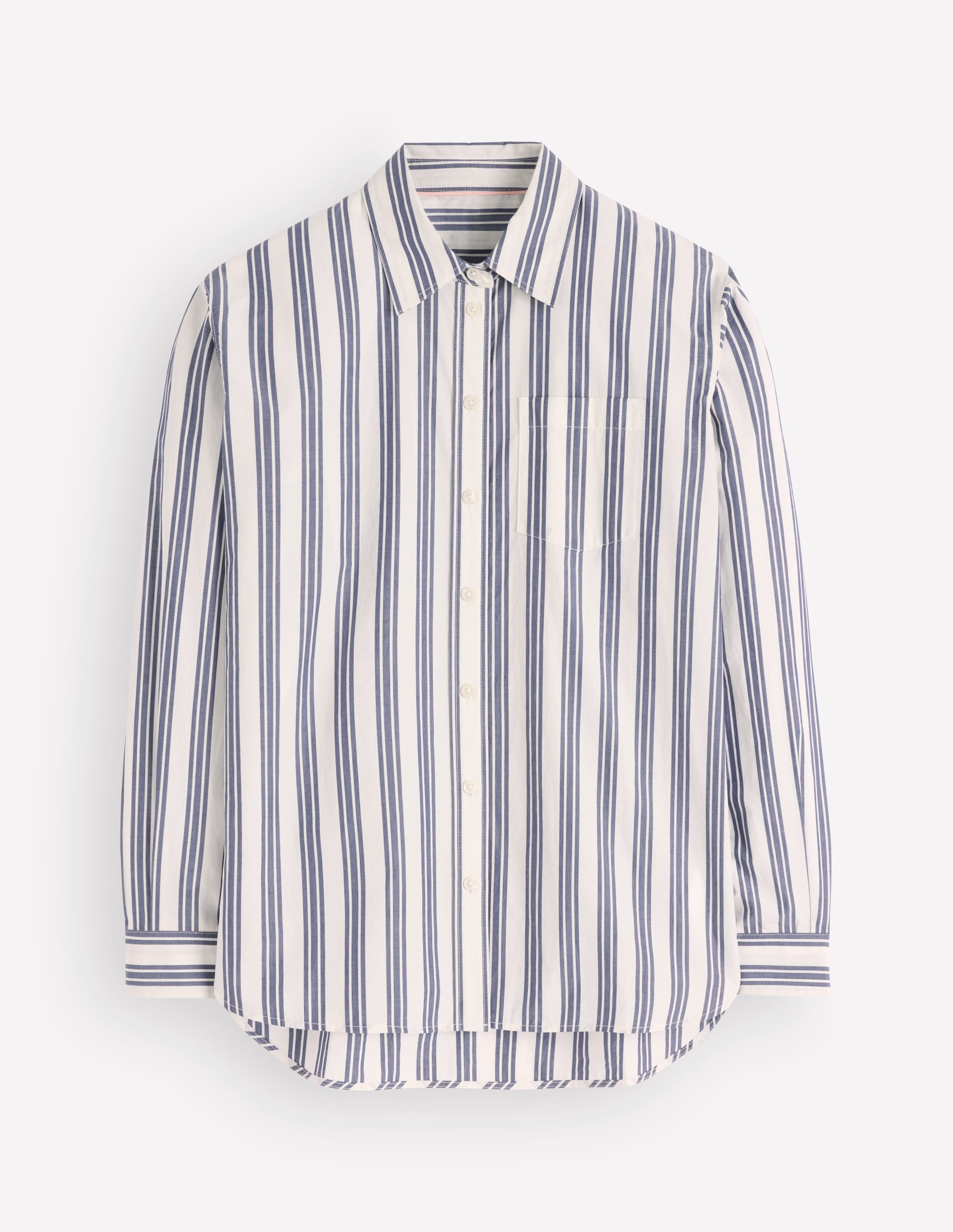 Sienna Relaxed Cotton Shirt-Ivory, Navy Tram Stripe - Image 6