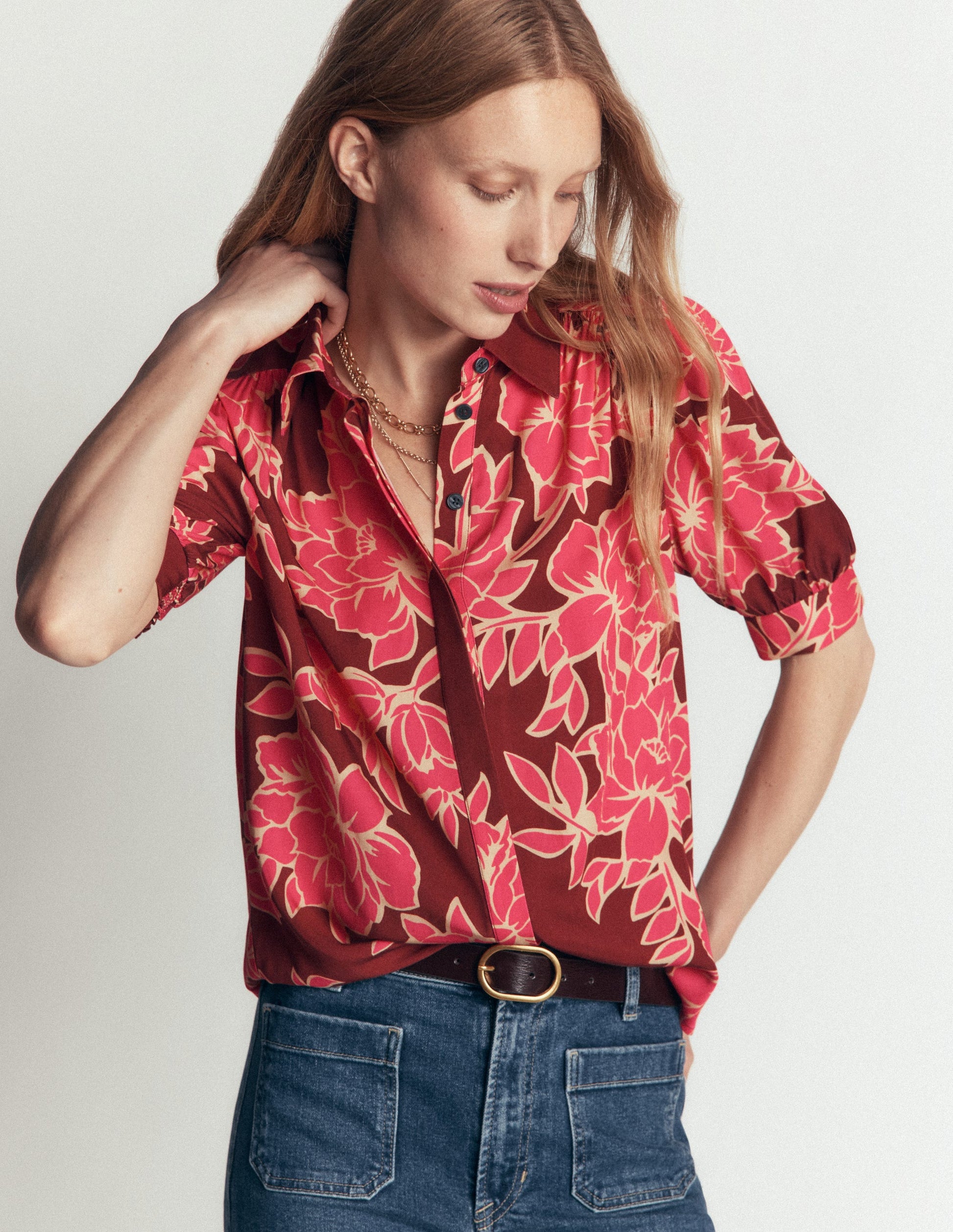 Penelope Viscose Top-Bright Rouge, Enchanted Peony-4