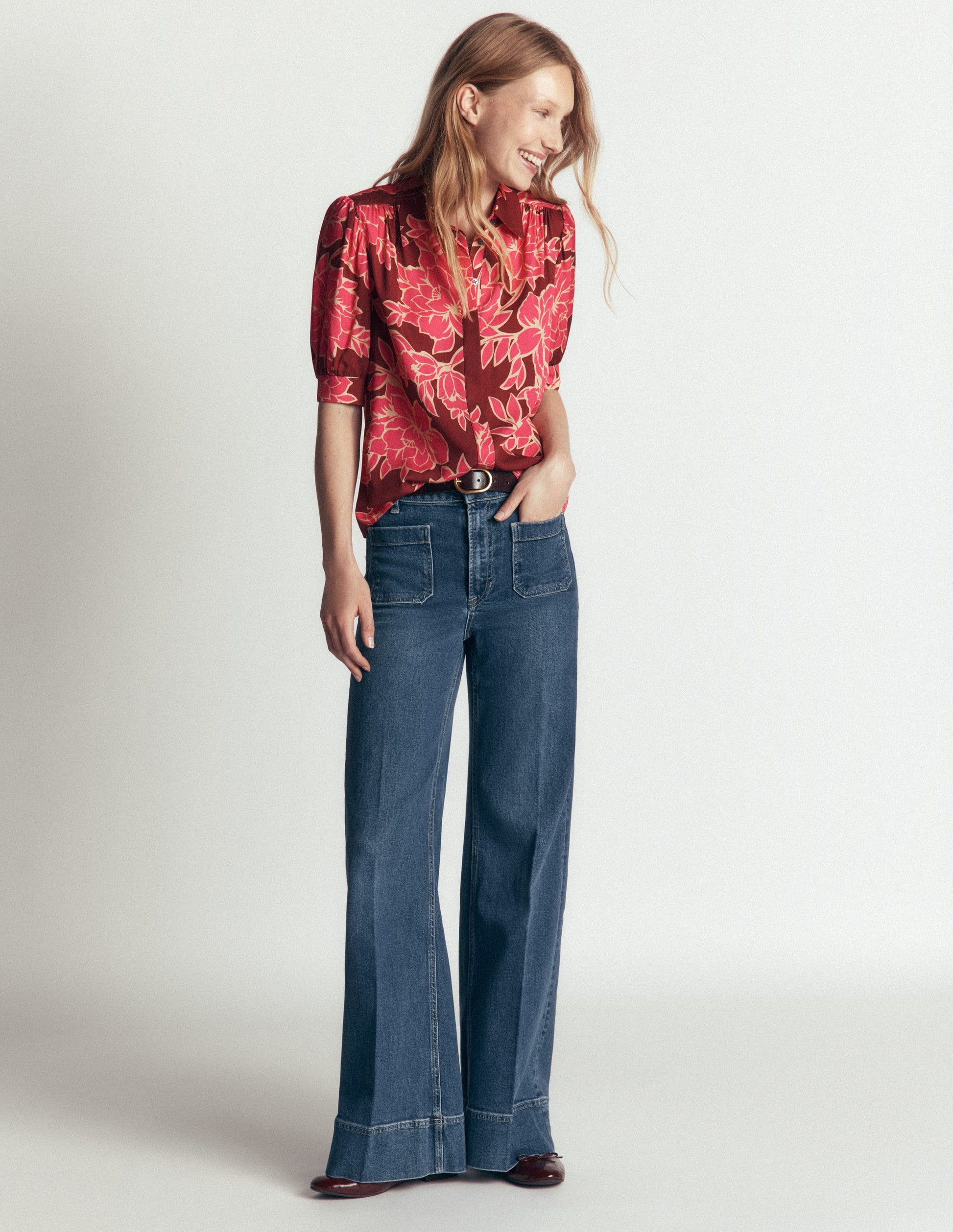 Penelope Viscose Top-Bright Rouge, Enchanted Peony-6