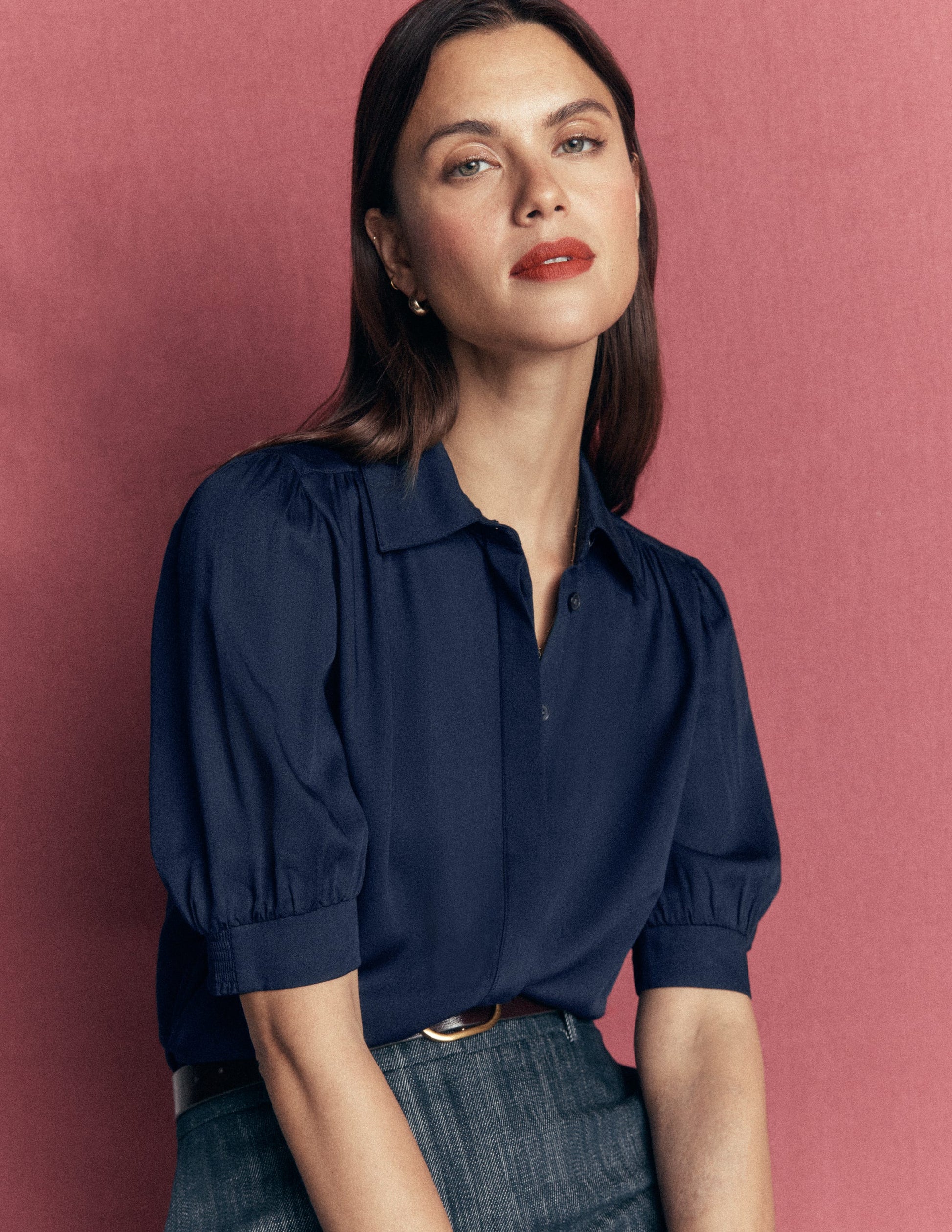 Penelope Viscose Top-French Navy-1