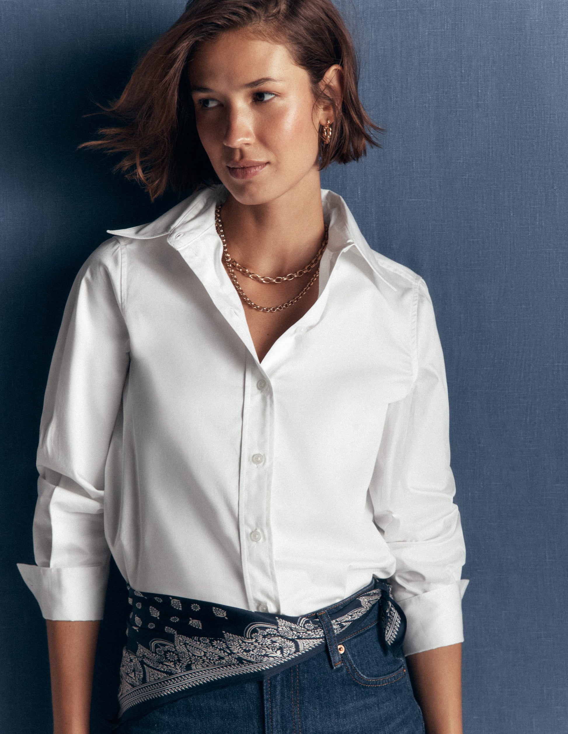 Anna Longline Cotton Shirt-White-1