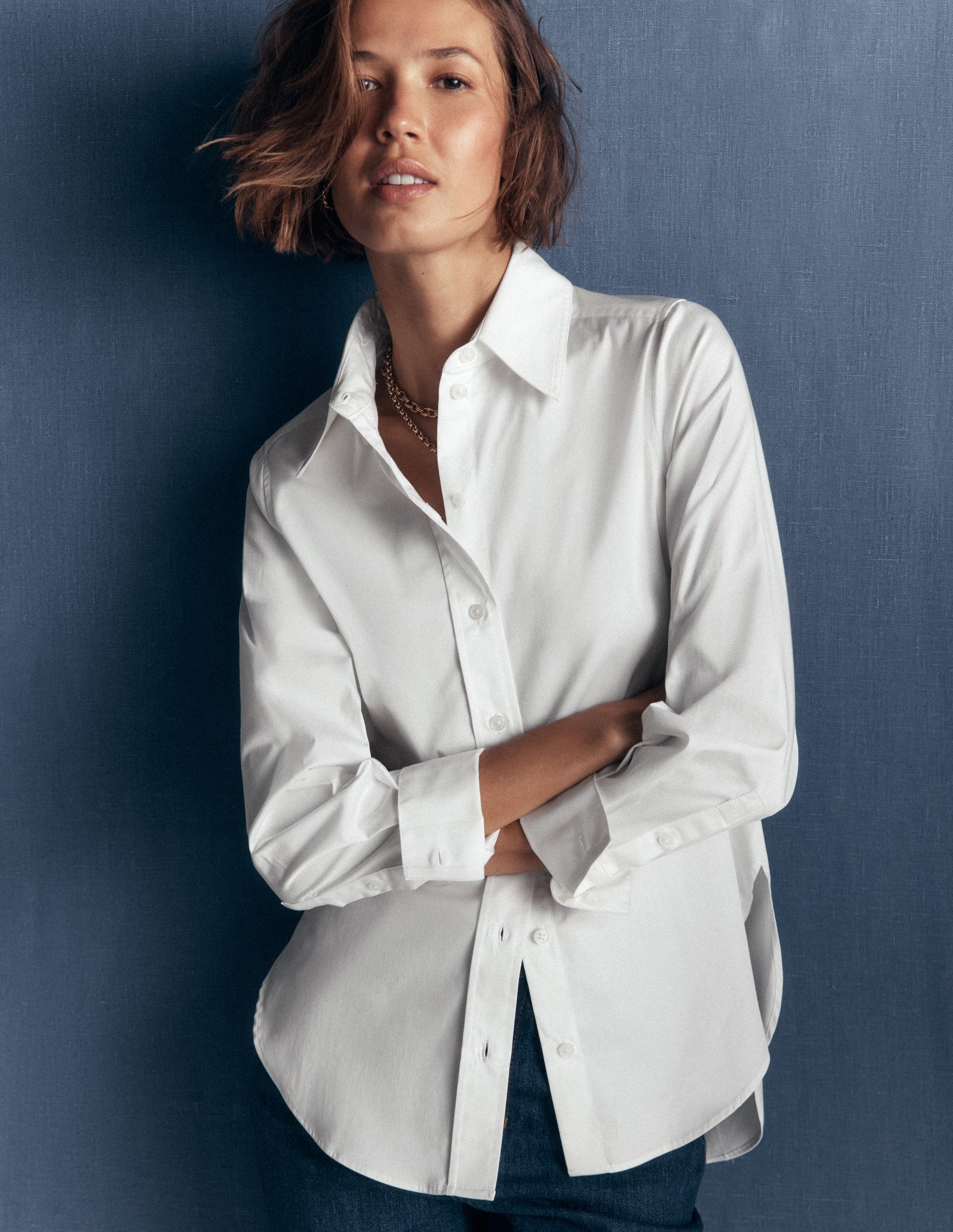 Anna Longline Cotton Shirt-White-5
