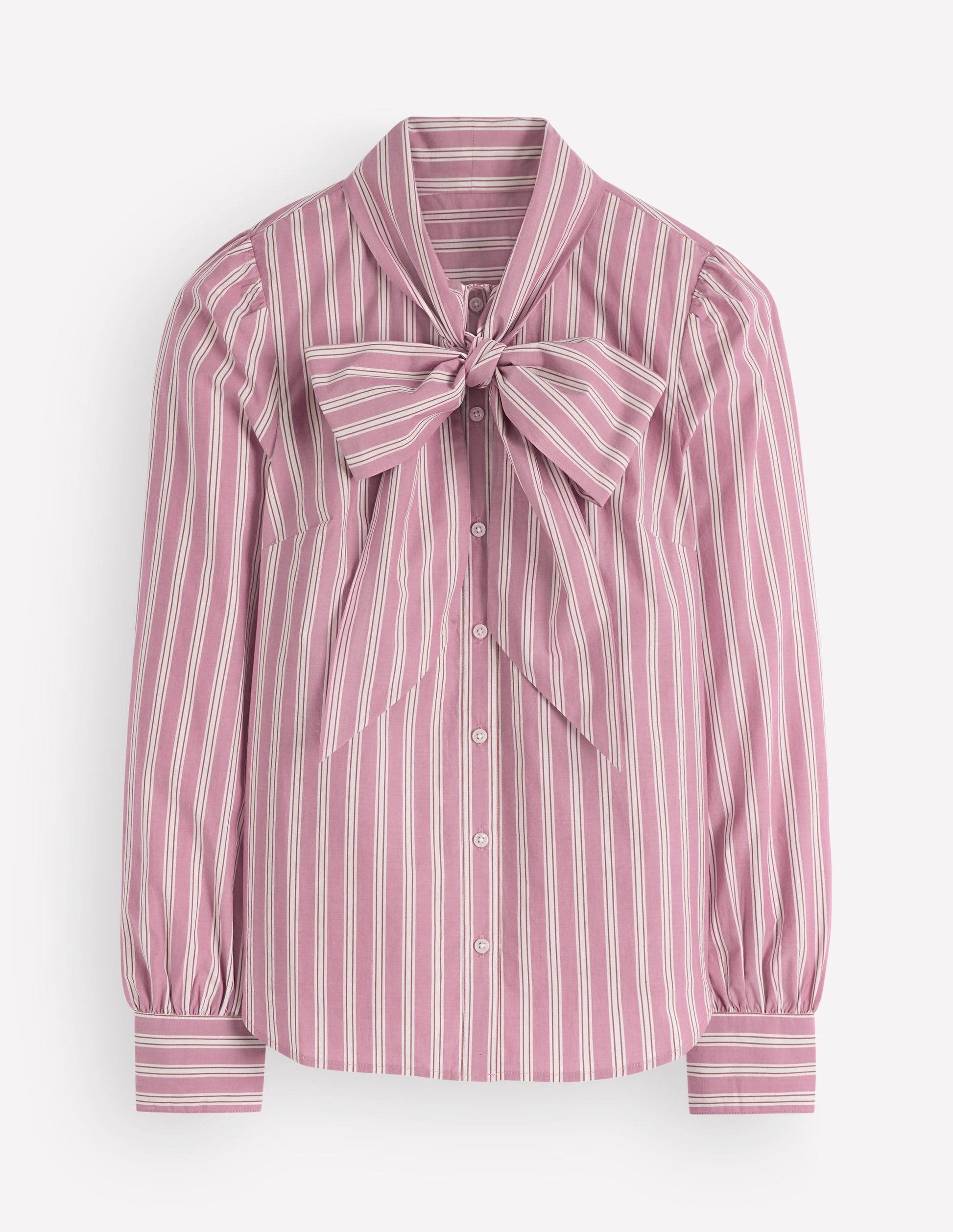 Clara Tie Neck Top-Pink and Brown Stripe-7