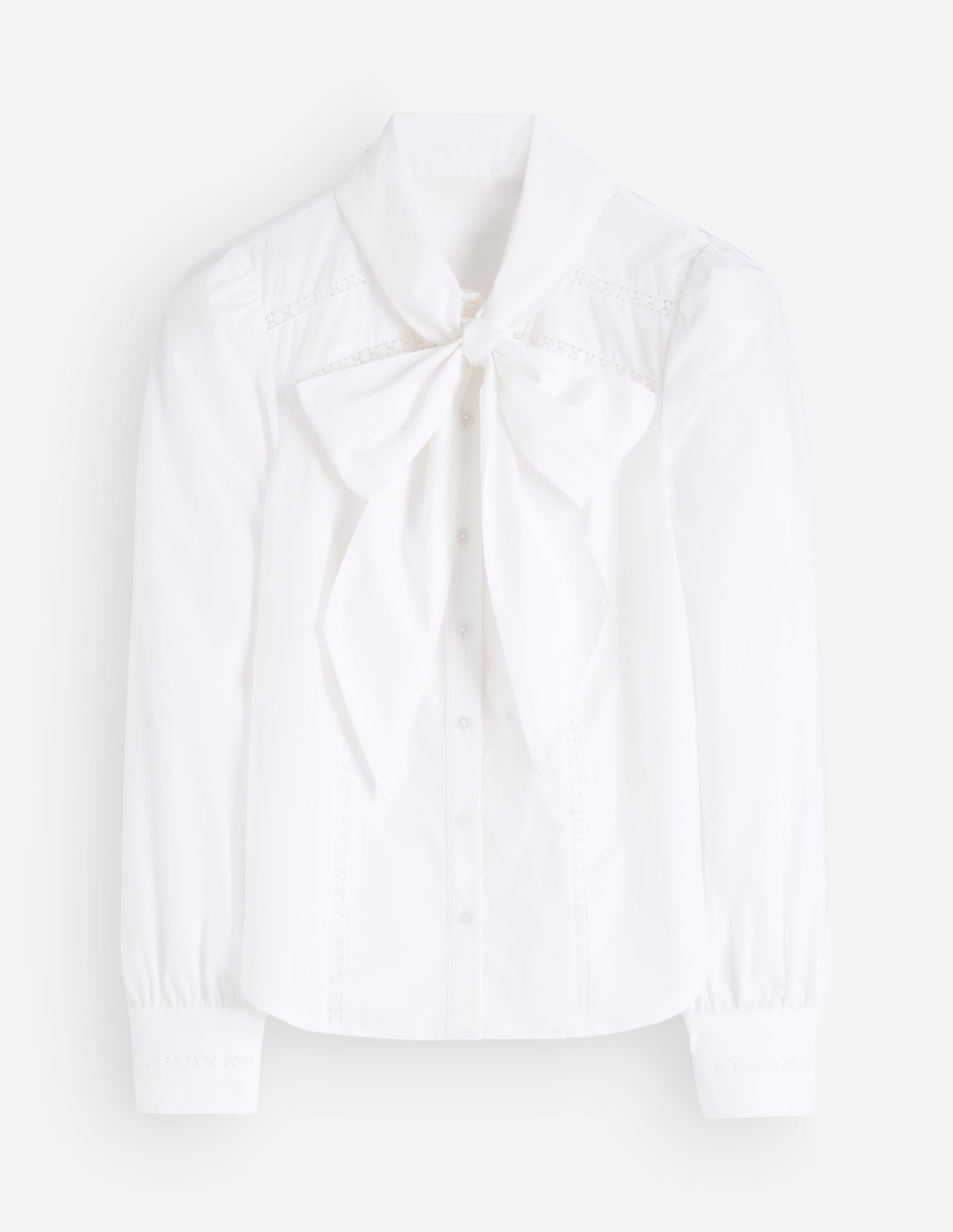 Clara Tie Neck Shirt-White Trim Detail - Image 9