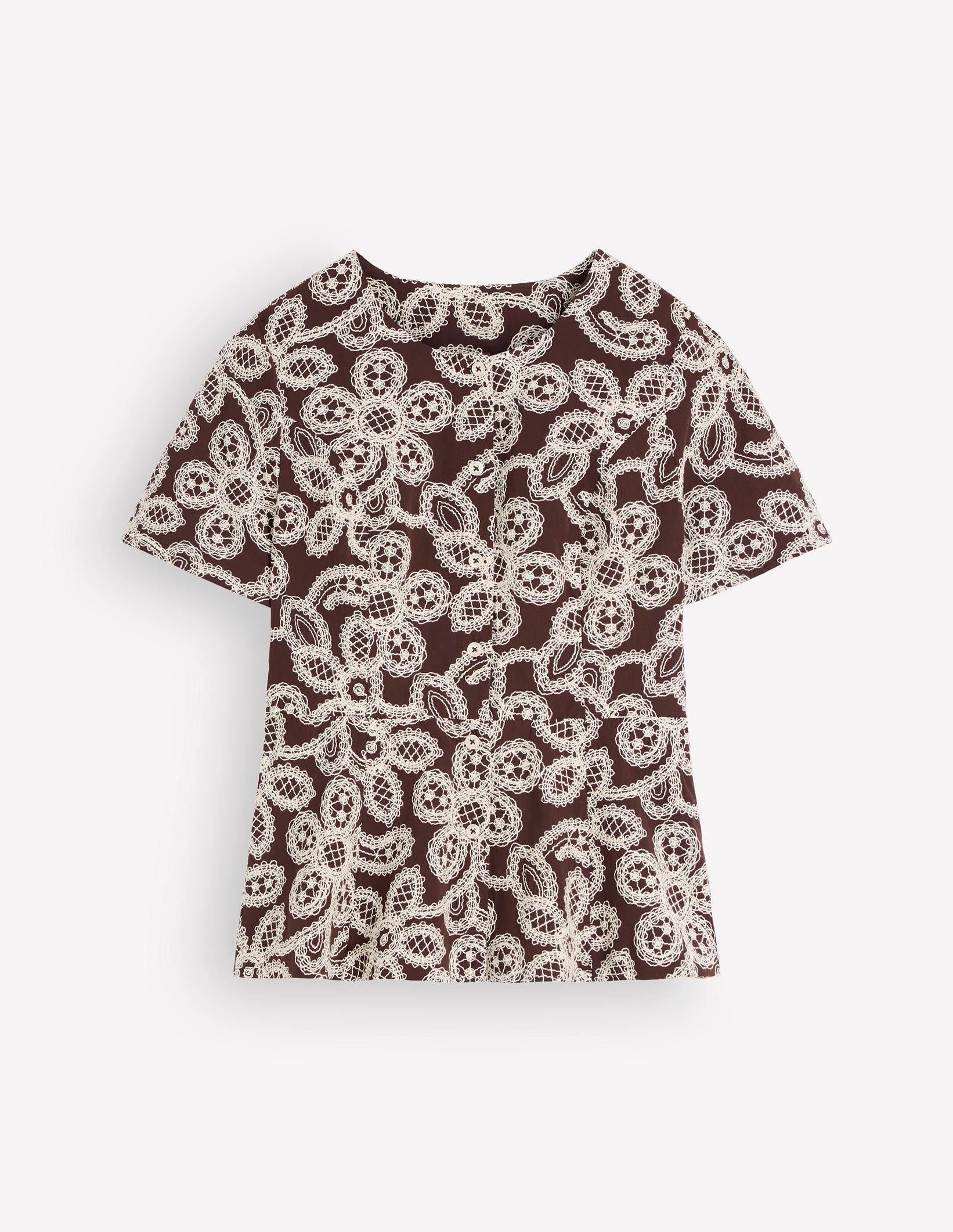 Embroidered Peplum Top-Bitter Chocolate-8