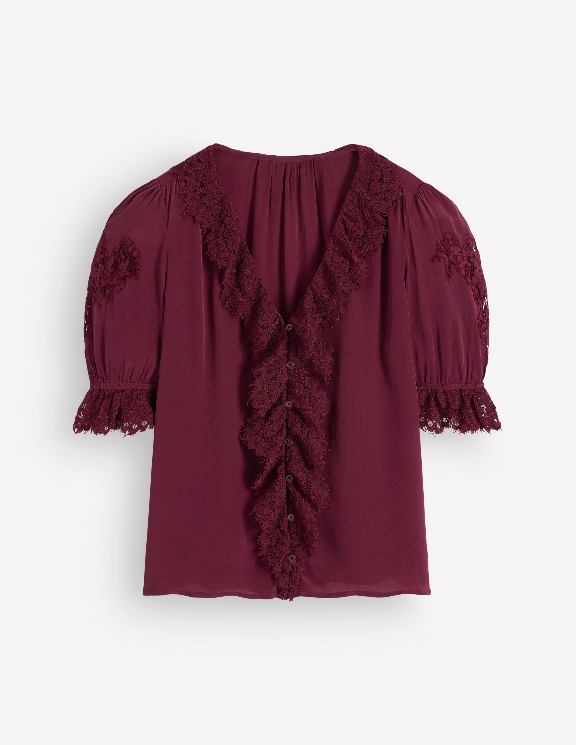 Ruffle V-neck Lace Top-Deep Wisteria - Image 6