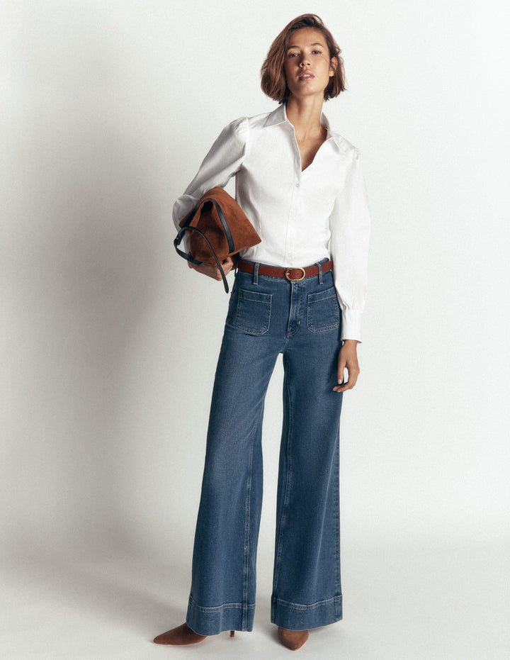 Volume Sleeve Shirt-White