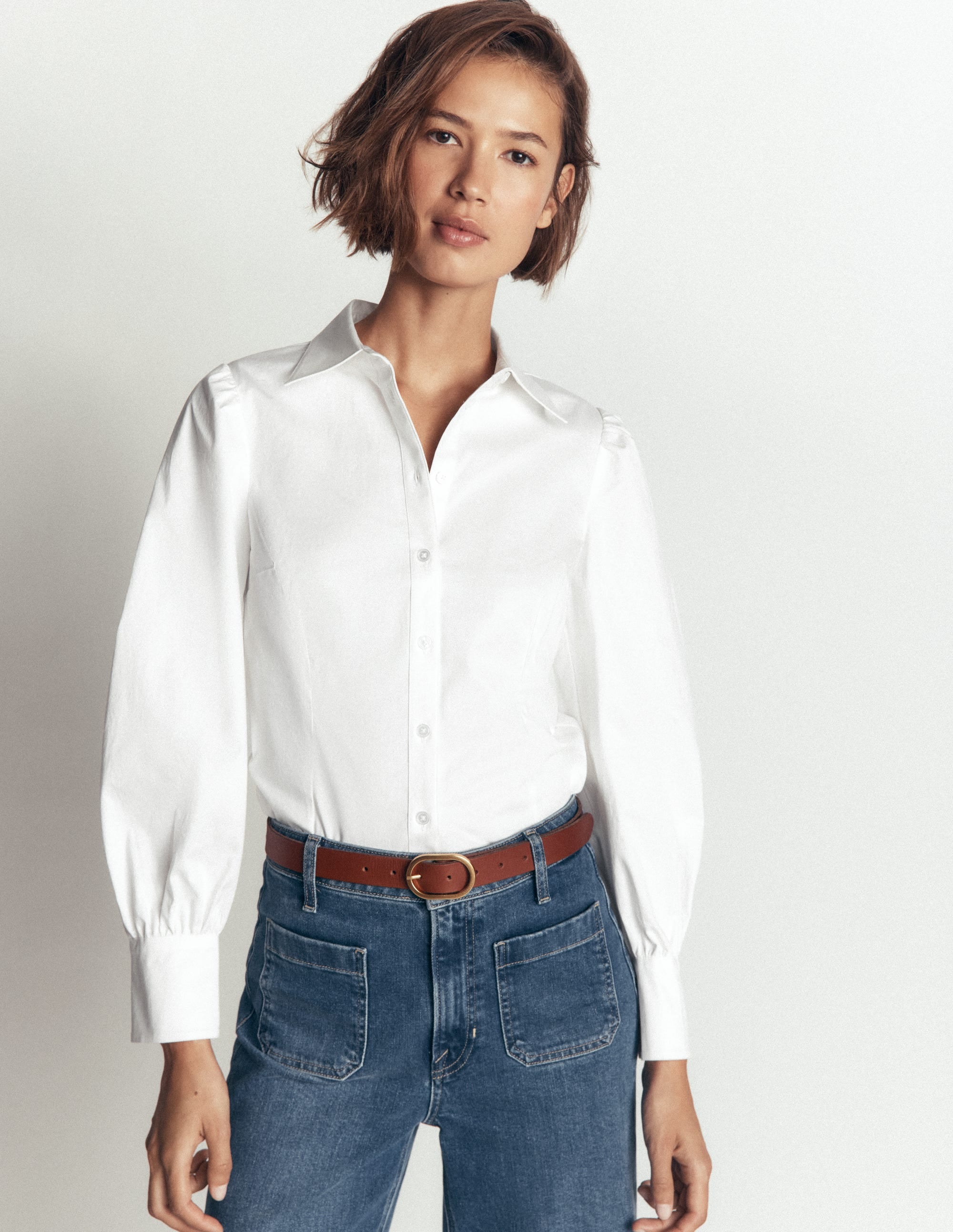 Volume Sleeve Shirt-White - Image 5