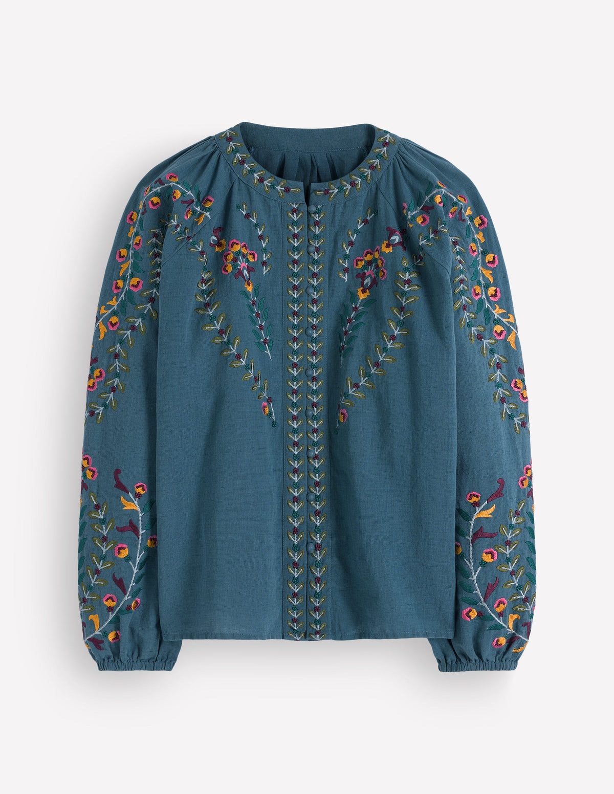 Raglan Embroidered Top-Mid Blue-6