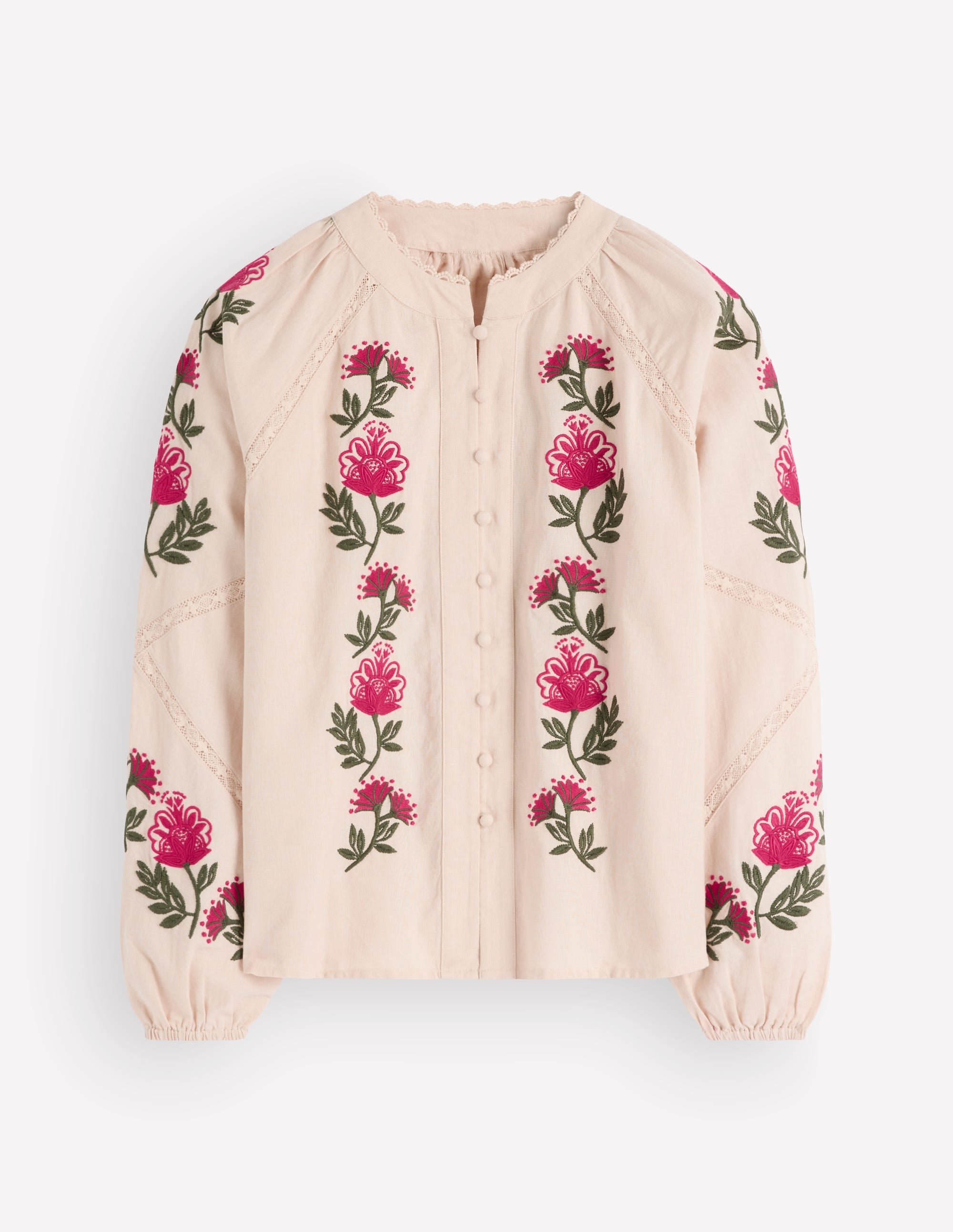 Raglan Embroidered Top - Almond Milk | Boden USA