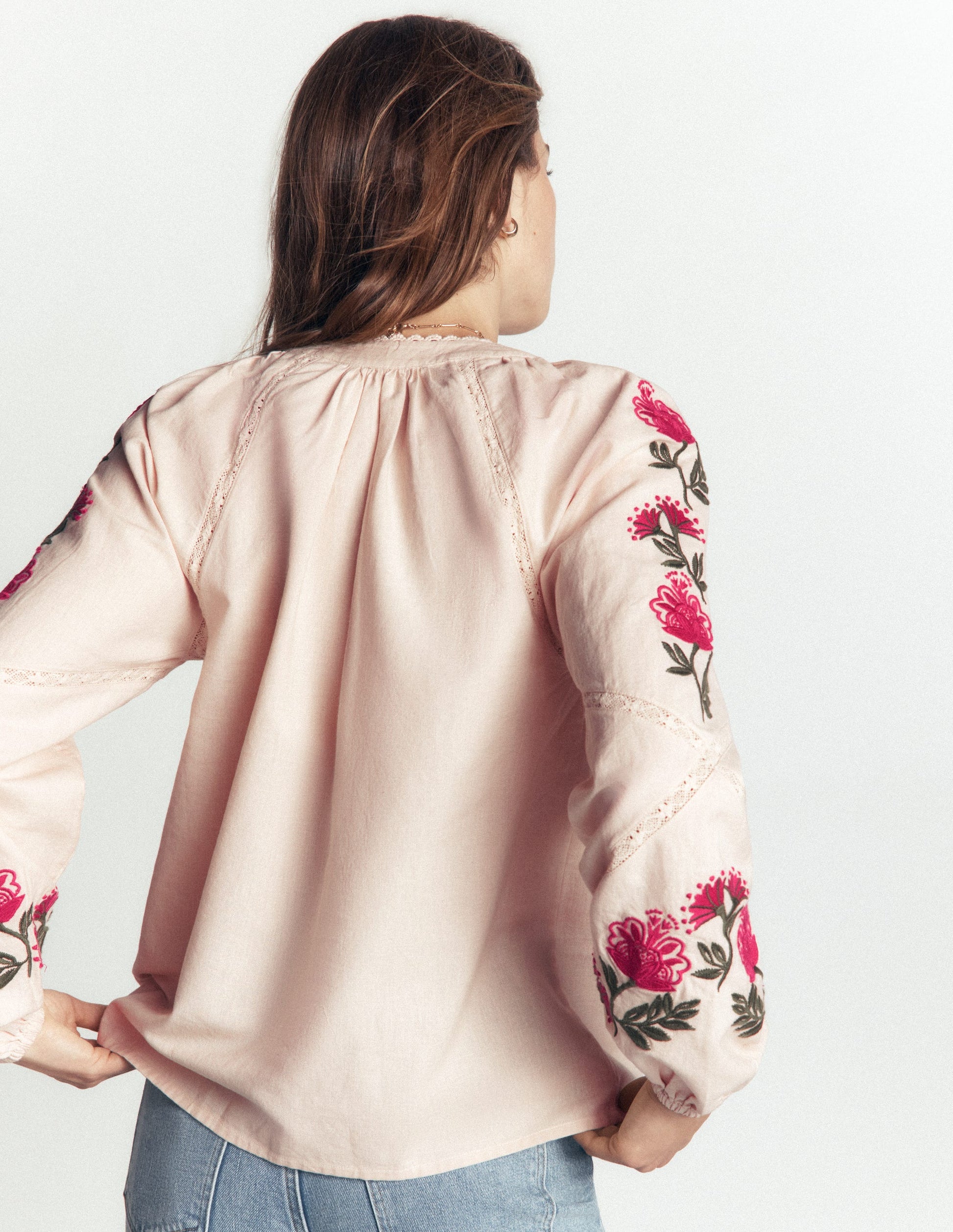 Raglan Embroidered Top-Almond Milk-3