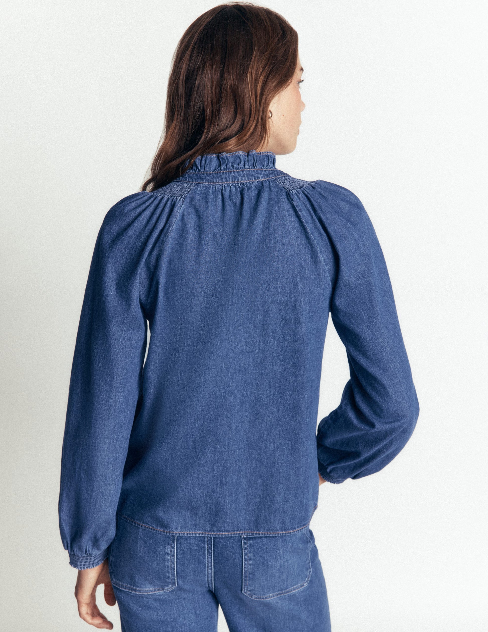 Erica Denim Frill Top-Mid Vintage-3