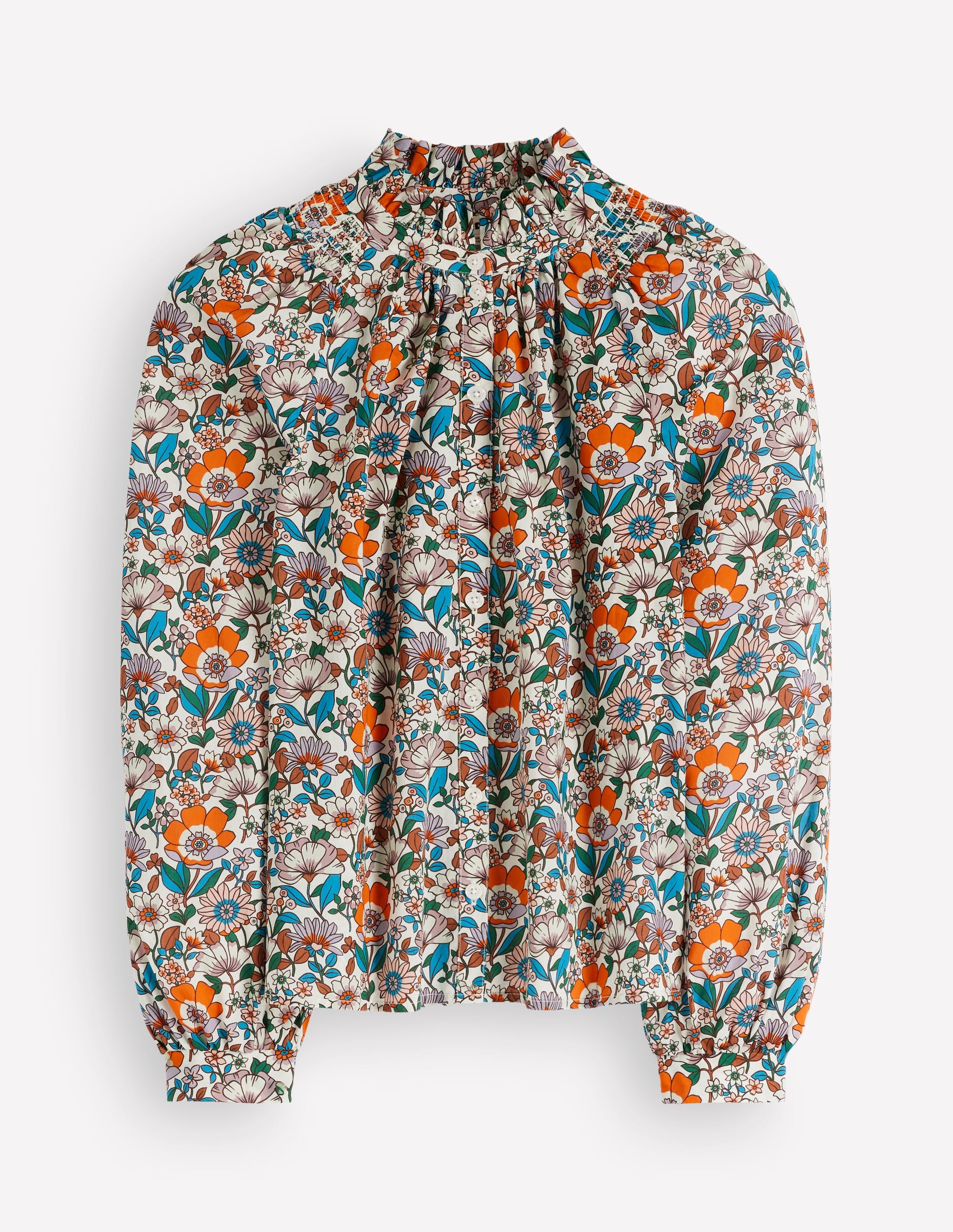 Erica Cotton Frill Top-Ivory, Floral Field - Image 7