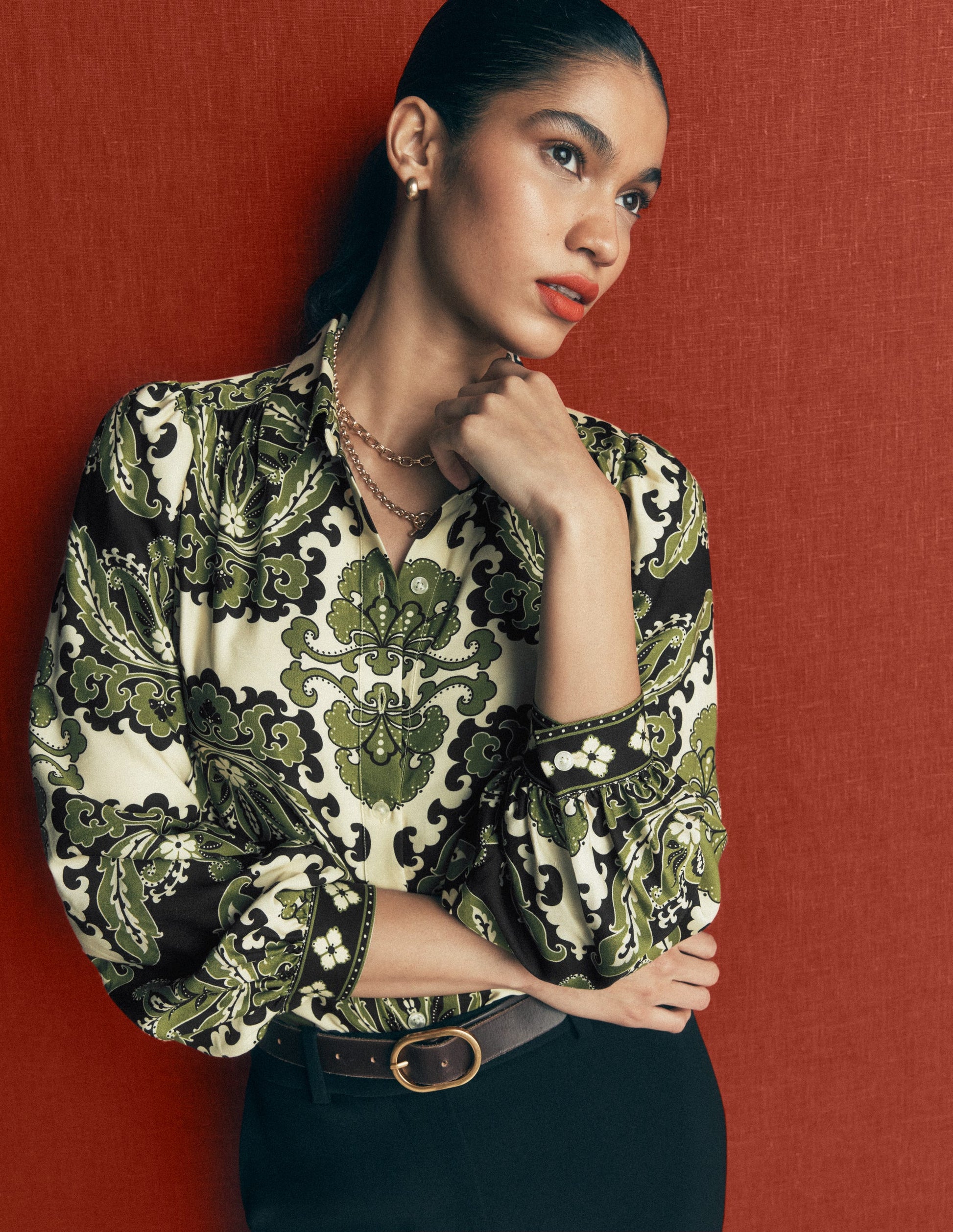 Long Sleeve Printed Shirt-Multi, Blossoming Gardenia-3