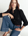 Broderie Cotton Top-Black Broderie