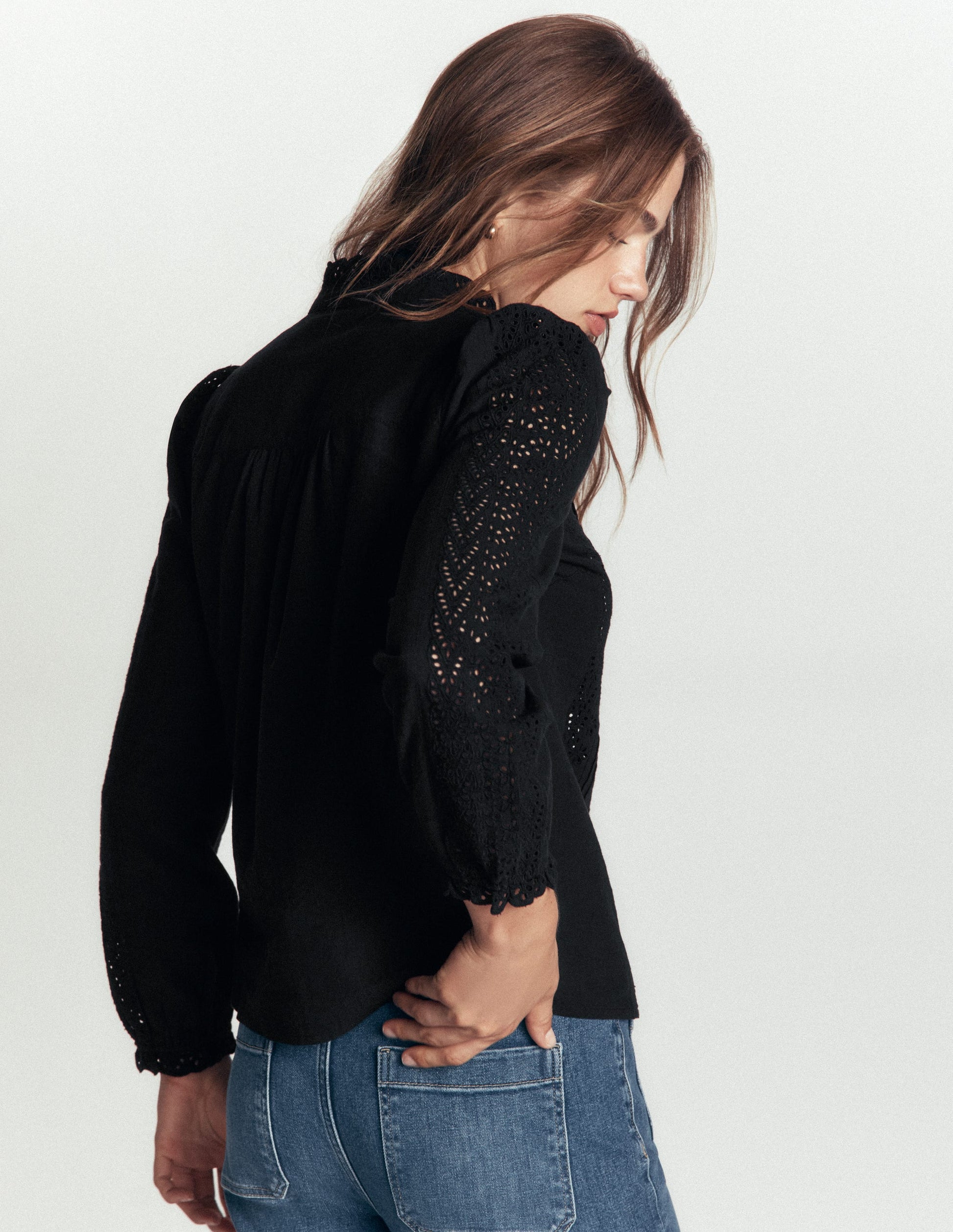Broderie Cotton Top-Black Broderie-3