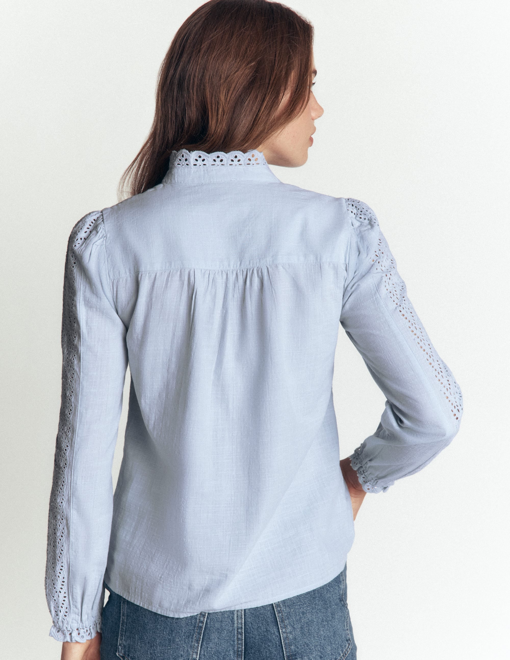 Broderie Cotton Top-Misty Blue Broderie - Image 3