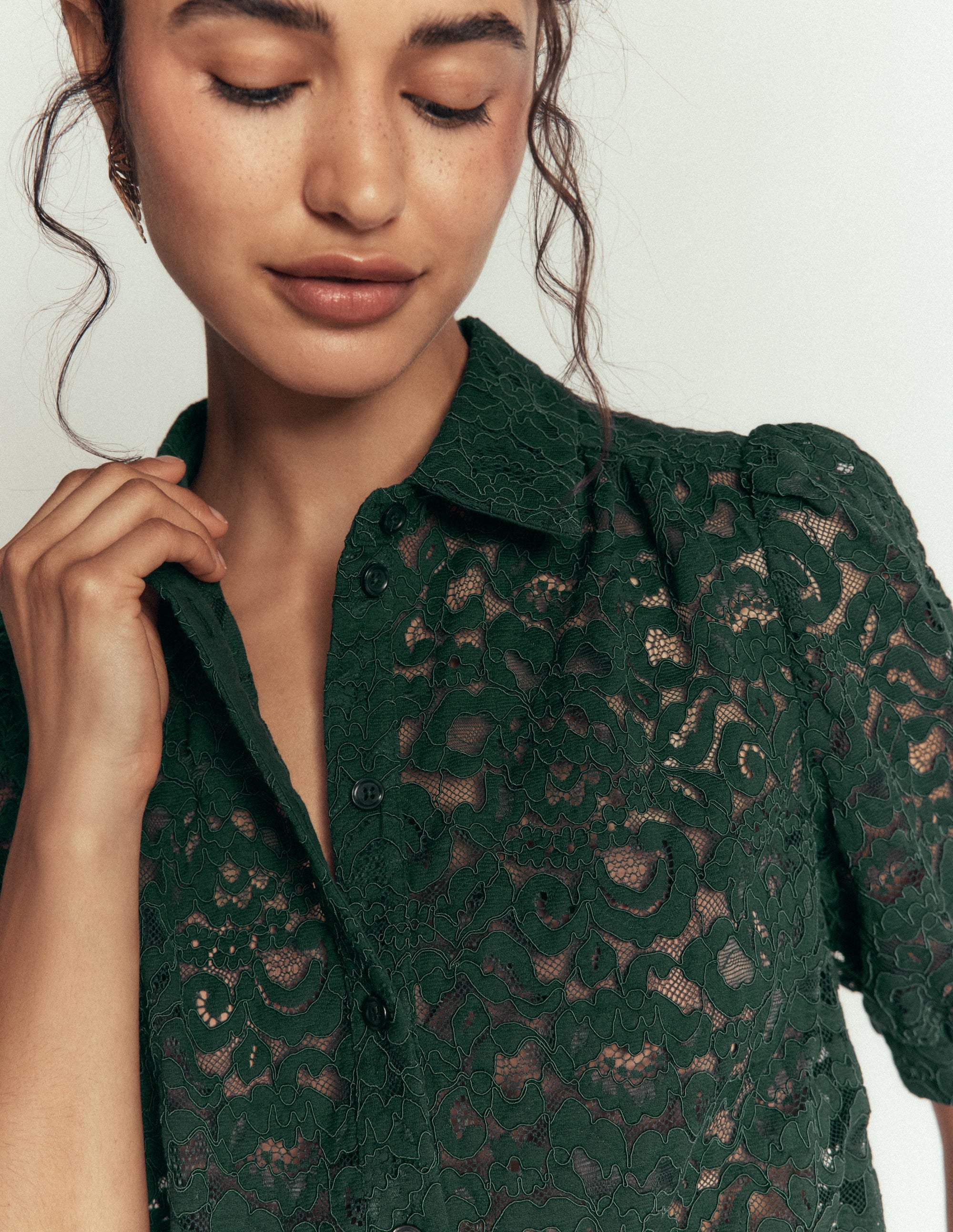 SS Lace Top-Dark Green - Image 2