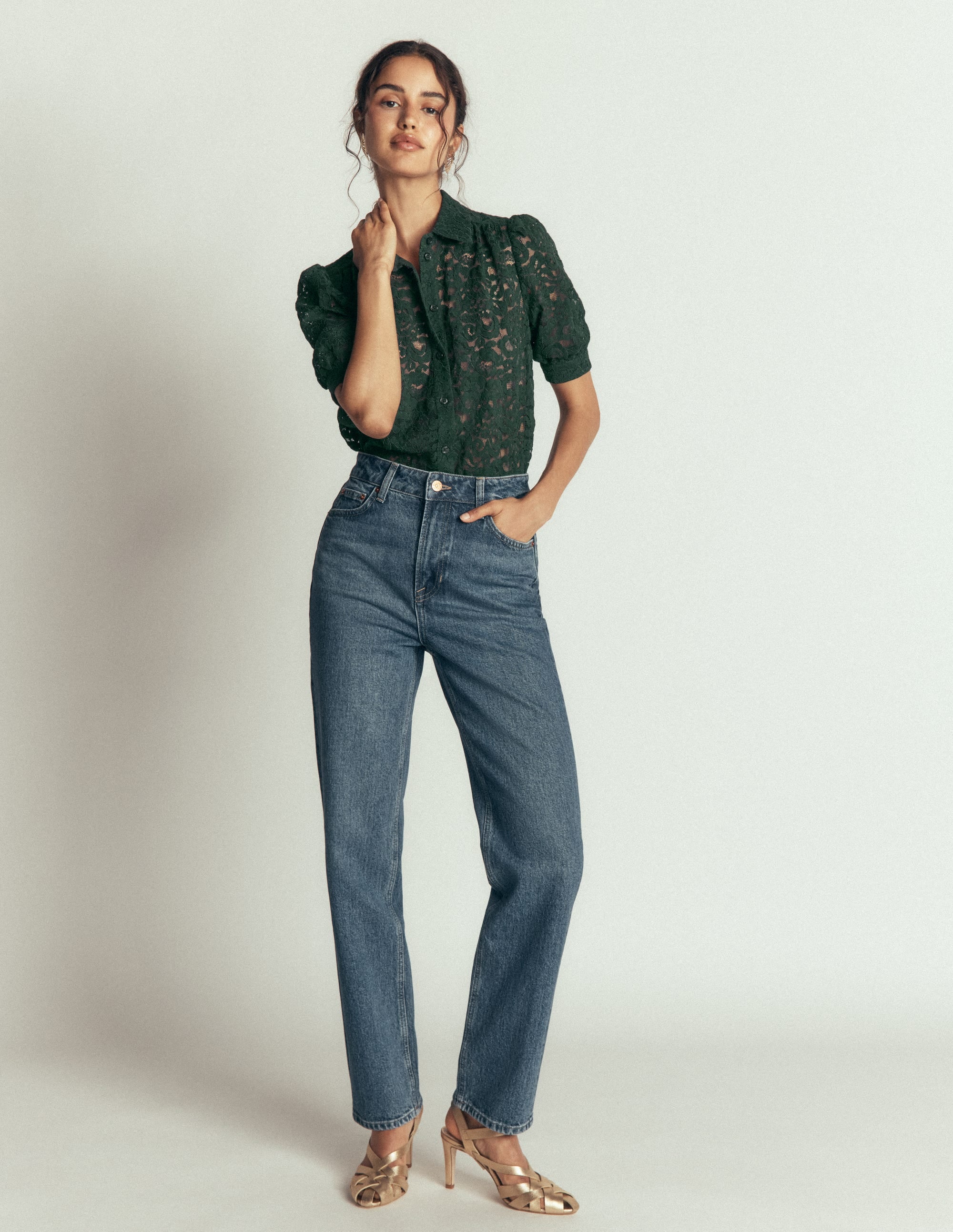 SS Lace Top-Dark Green - Image 5
