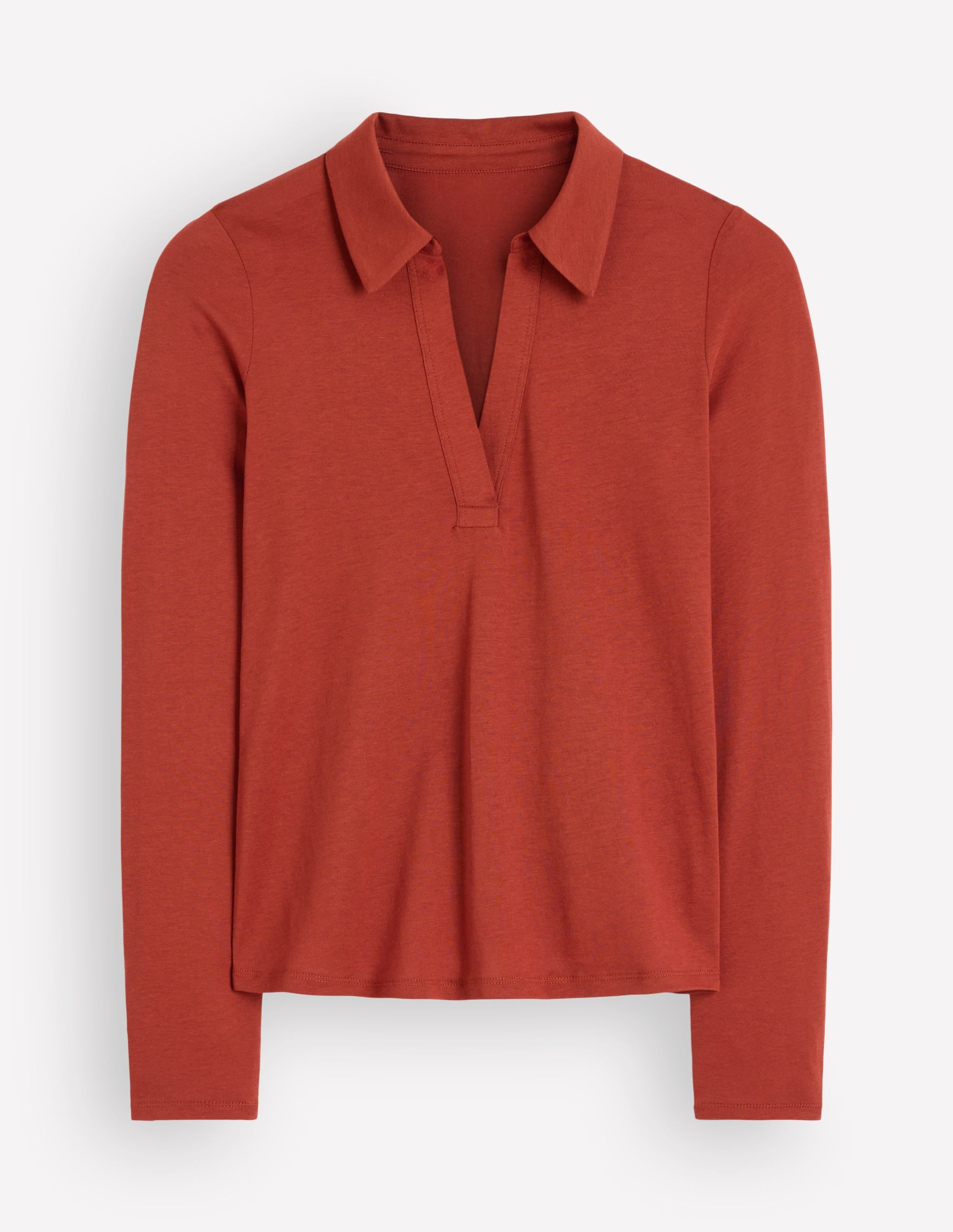 Supersoft Open Collar Shirt-Burnt Orange - Image 5