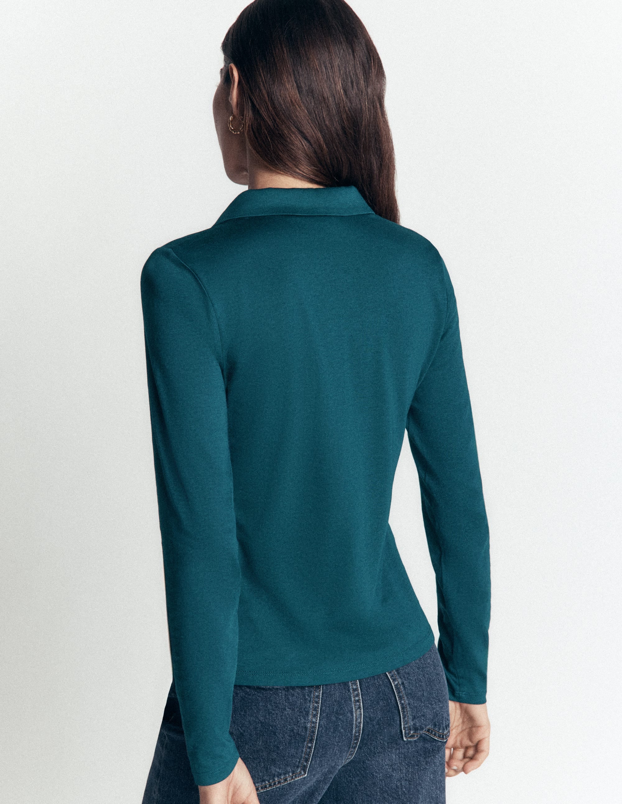 Supersoft Open Collar Shirt-Midnight Teal - Image 3
