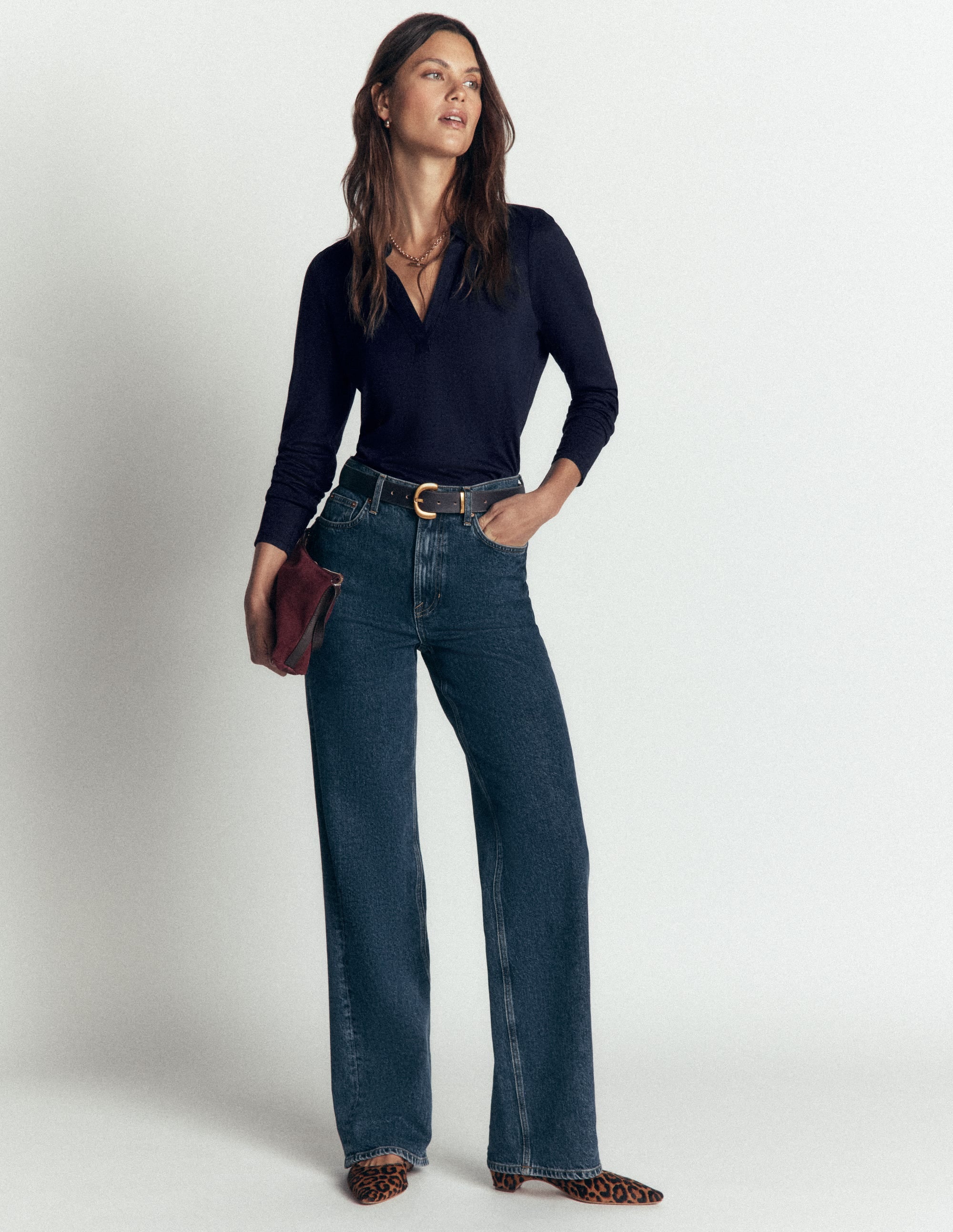 Supersoft Open Collar Shirt-Navy - Image 4