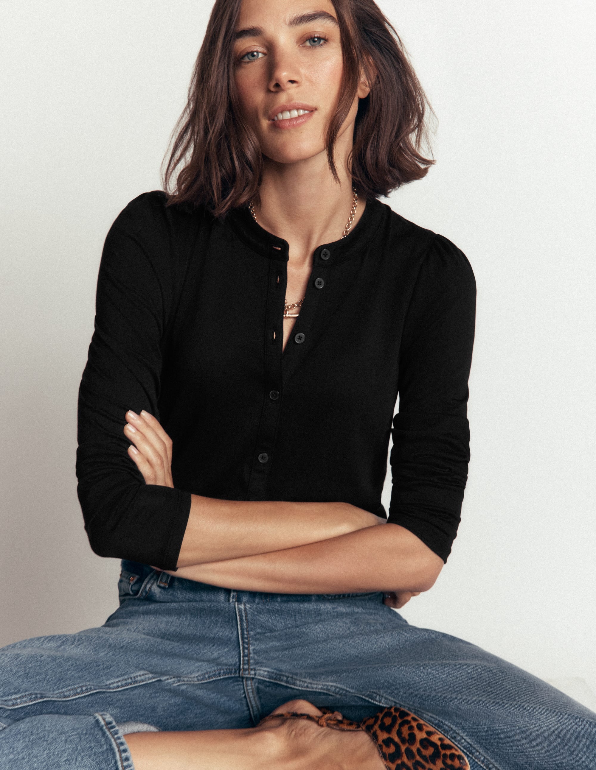Supersoft Puff Sleeve Shirt-Black - Image 3