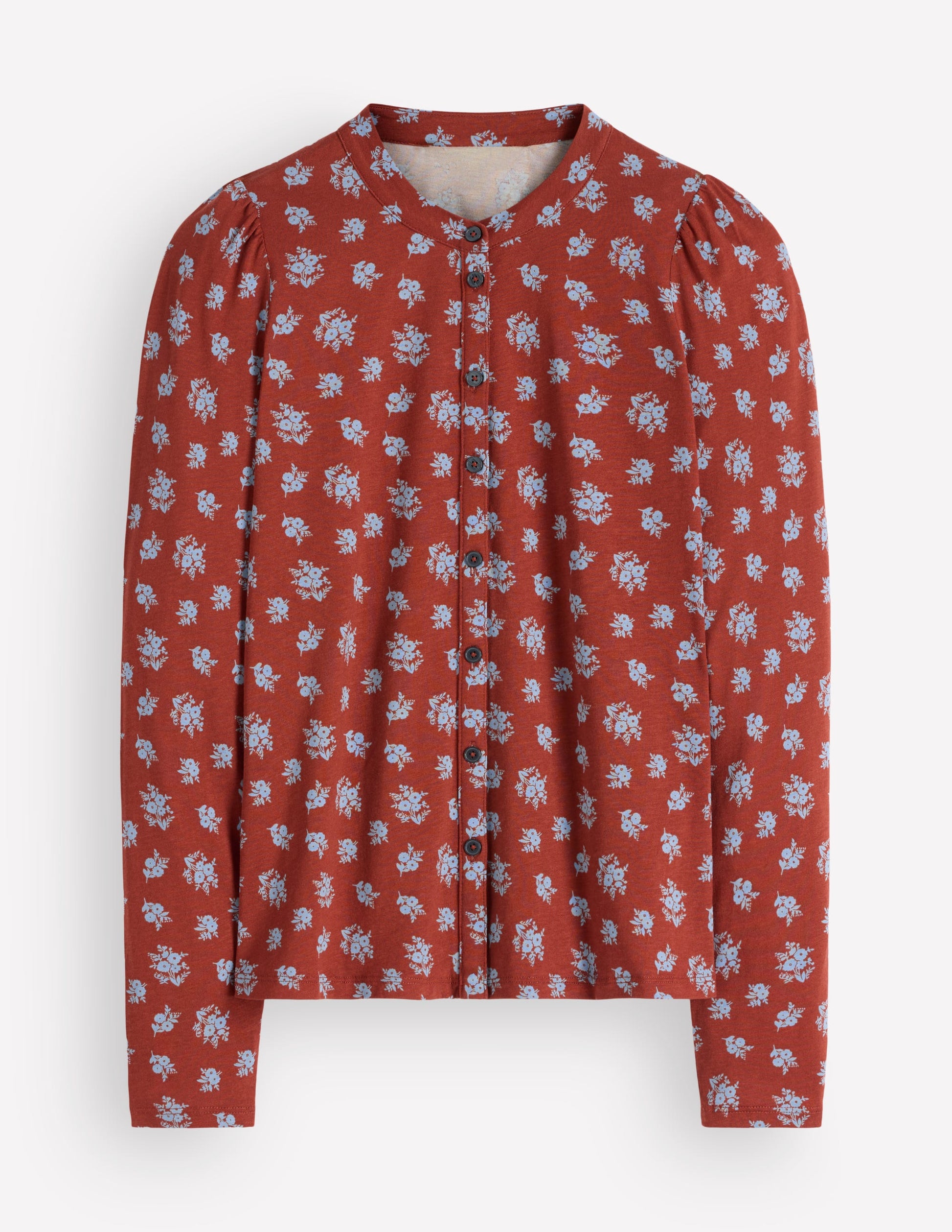 Supersoft Puff Sleeve Shirt-Burnt Orange, Delicate Garden-5