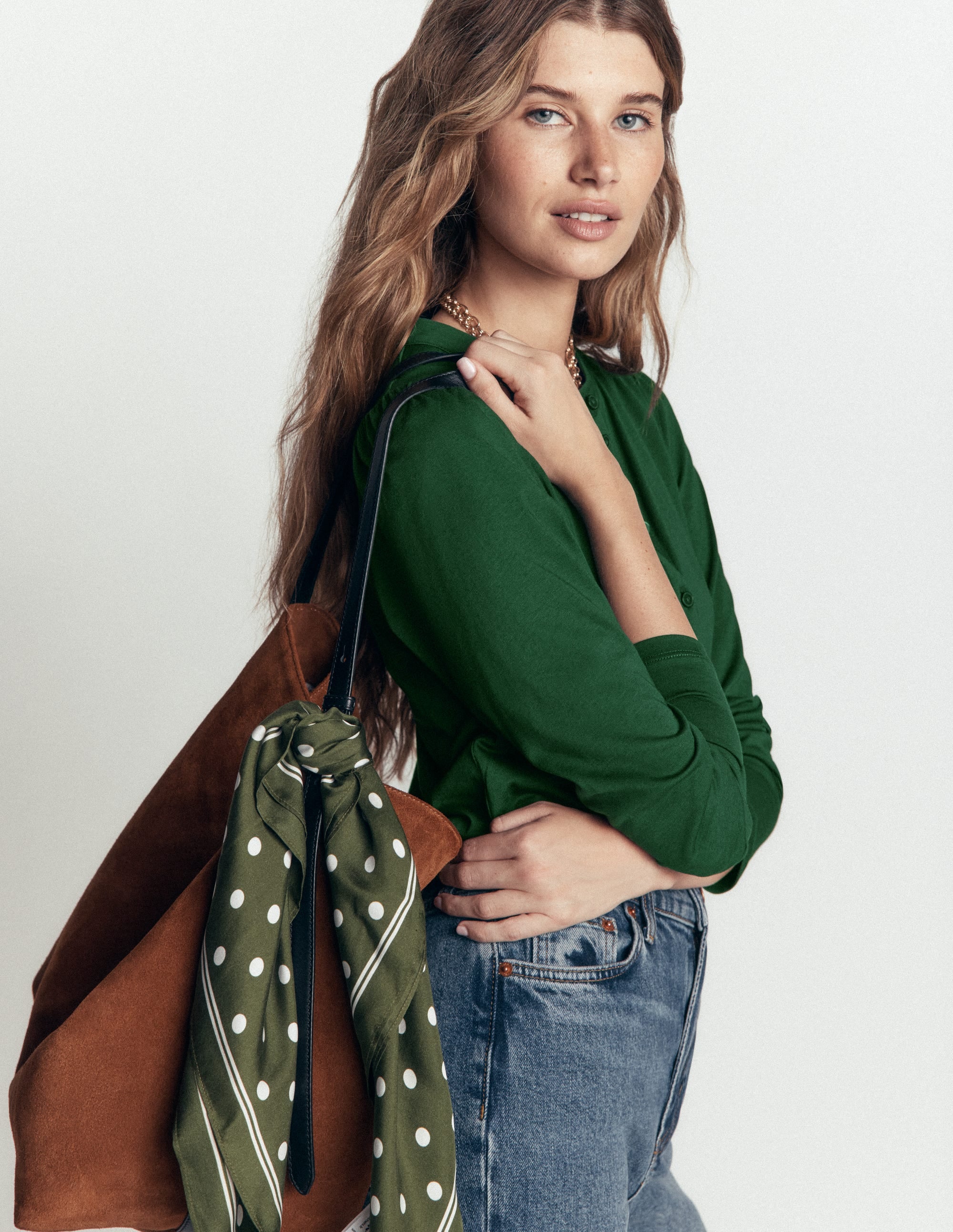 Supersoft Puff Sleeve Shirt-Hunter Green - Image 1