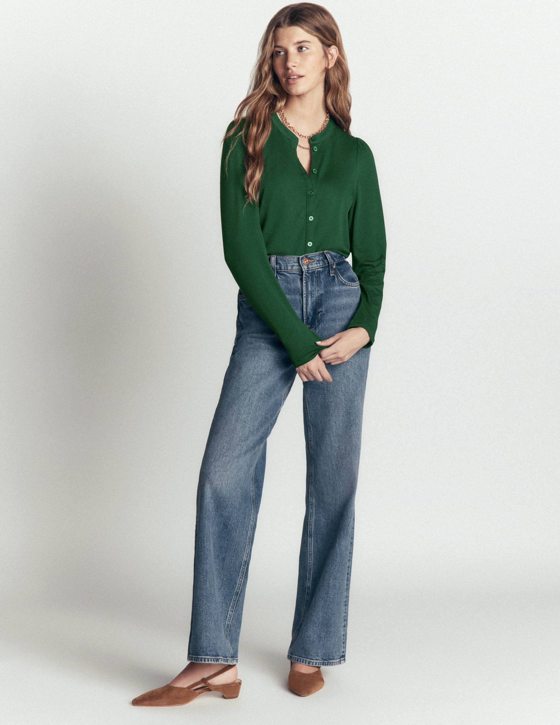 Supersoft Puff Sleeve Shirt-Hunter Green-4