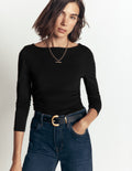 Gathered Detail Long sleeve-Black