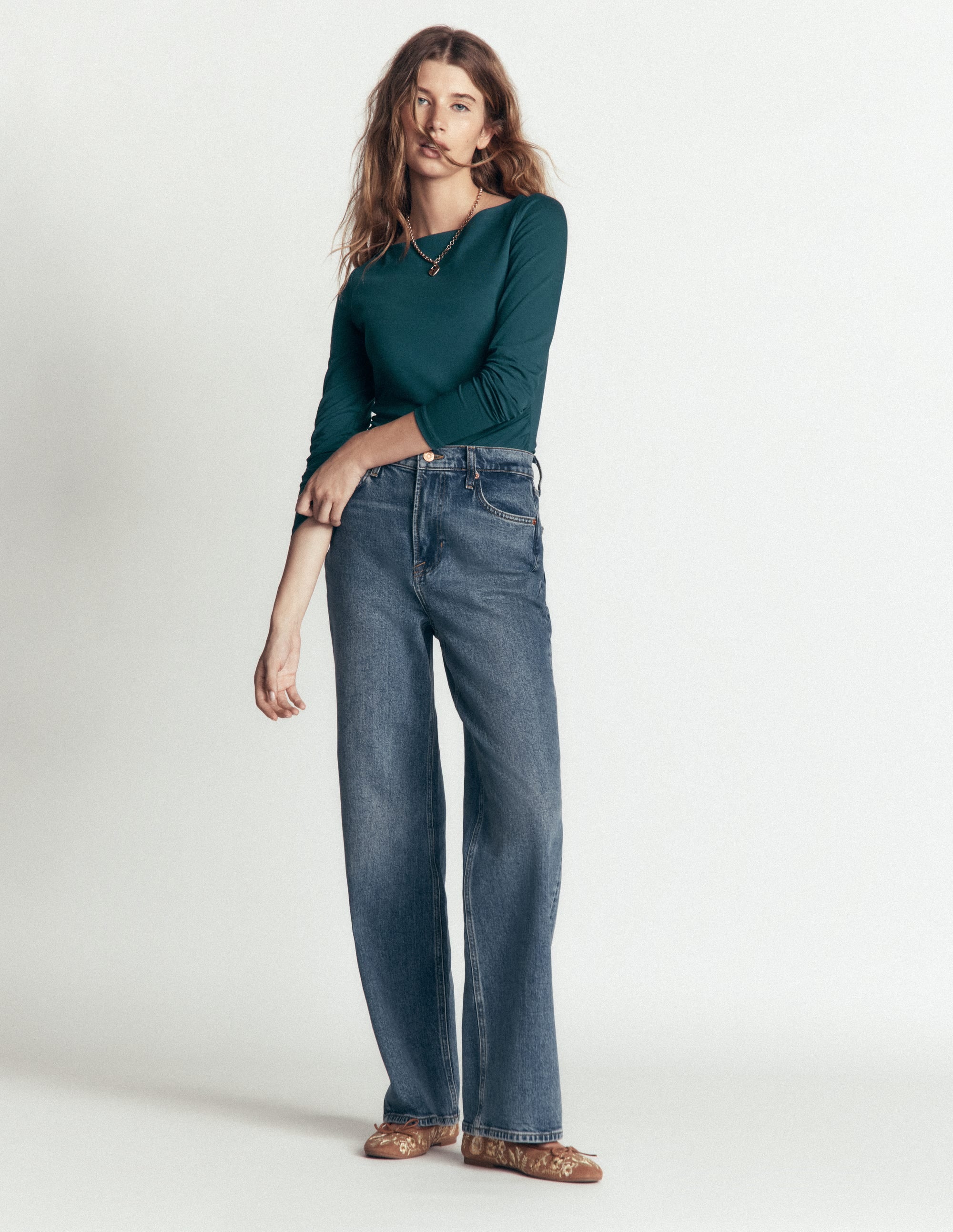 Gathered Detail Long sleeve-Midnight Teal - Image 1