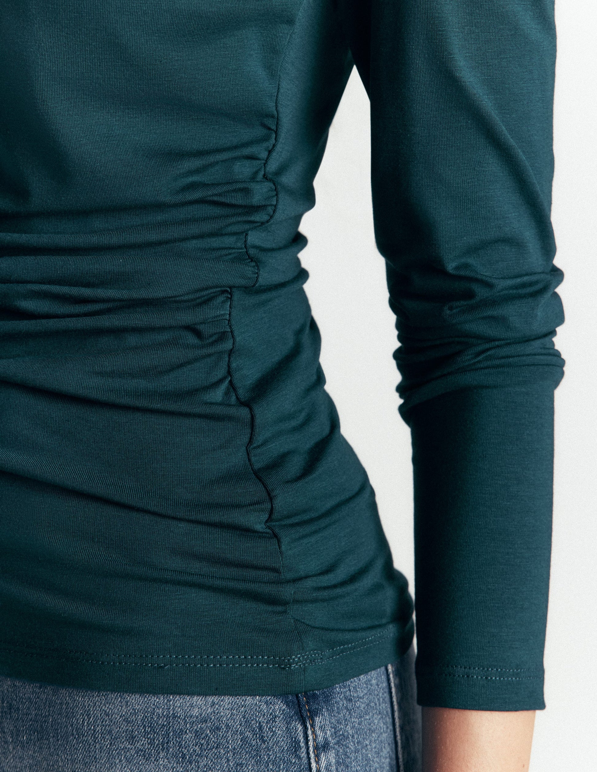 Gathered Detail Long sleeve-Midnight Teal-2