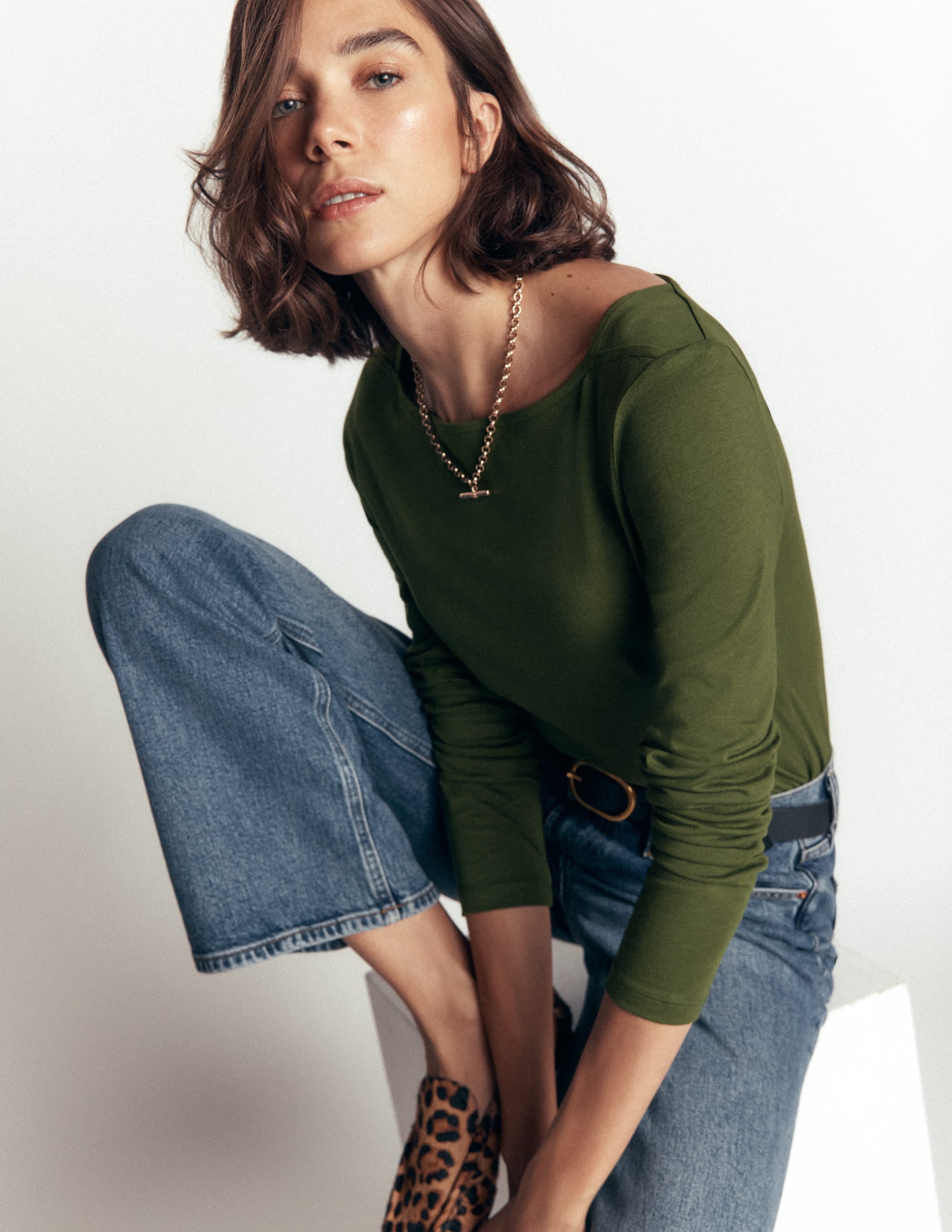 Square Neck Long Sleeve-Brunswick Green - Image 1
