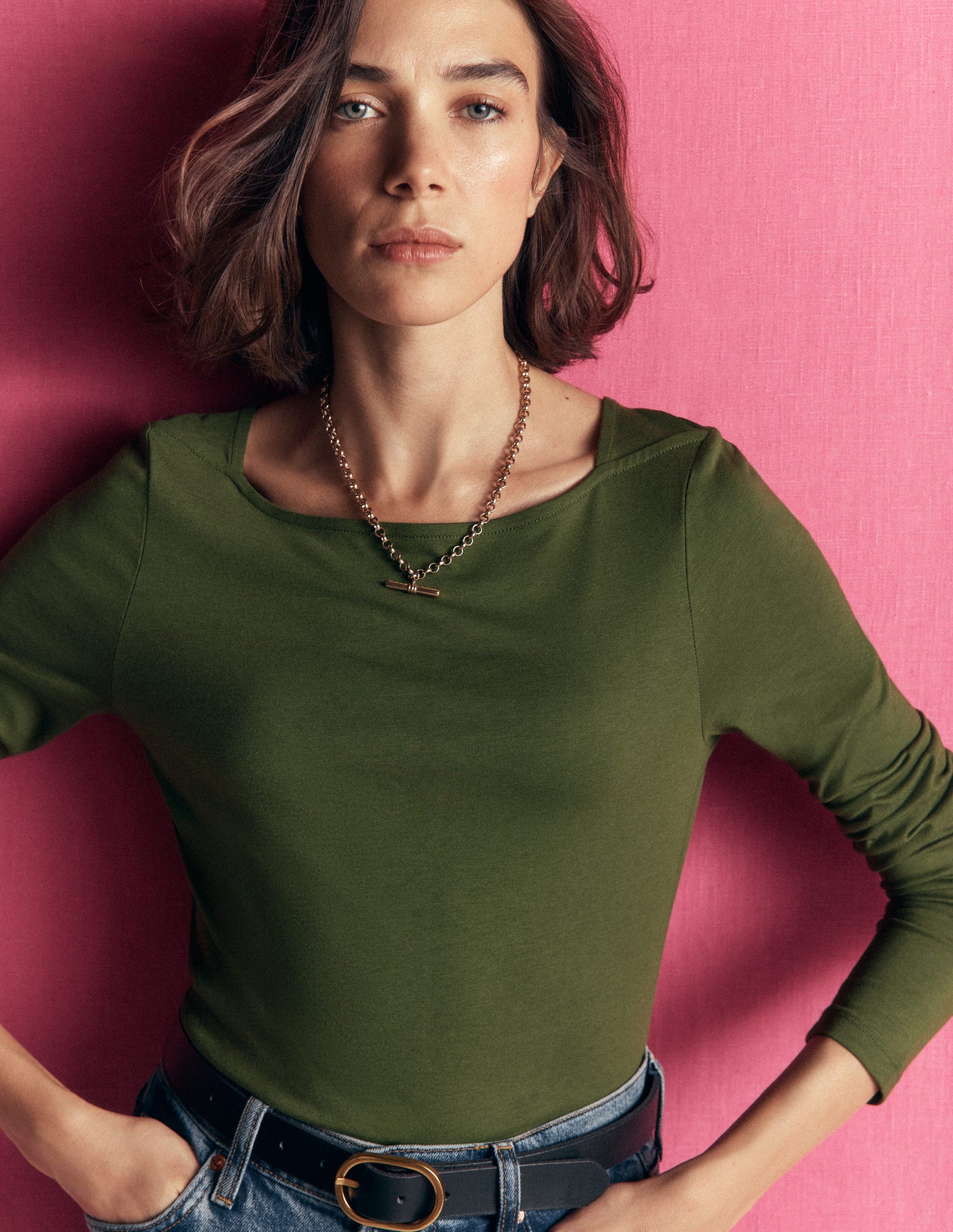 Square Neck Long Sleeve-Brunswick Green-2