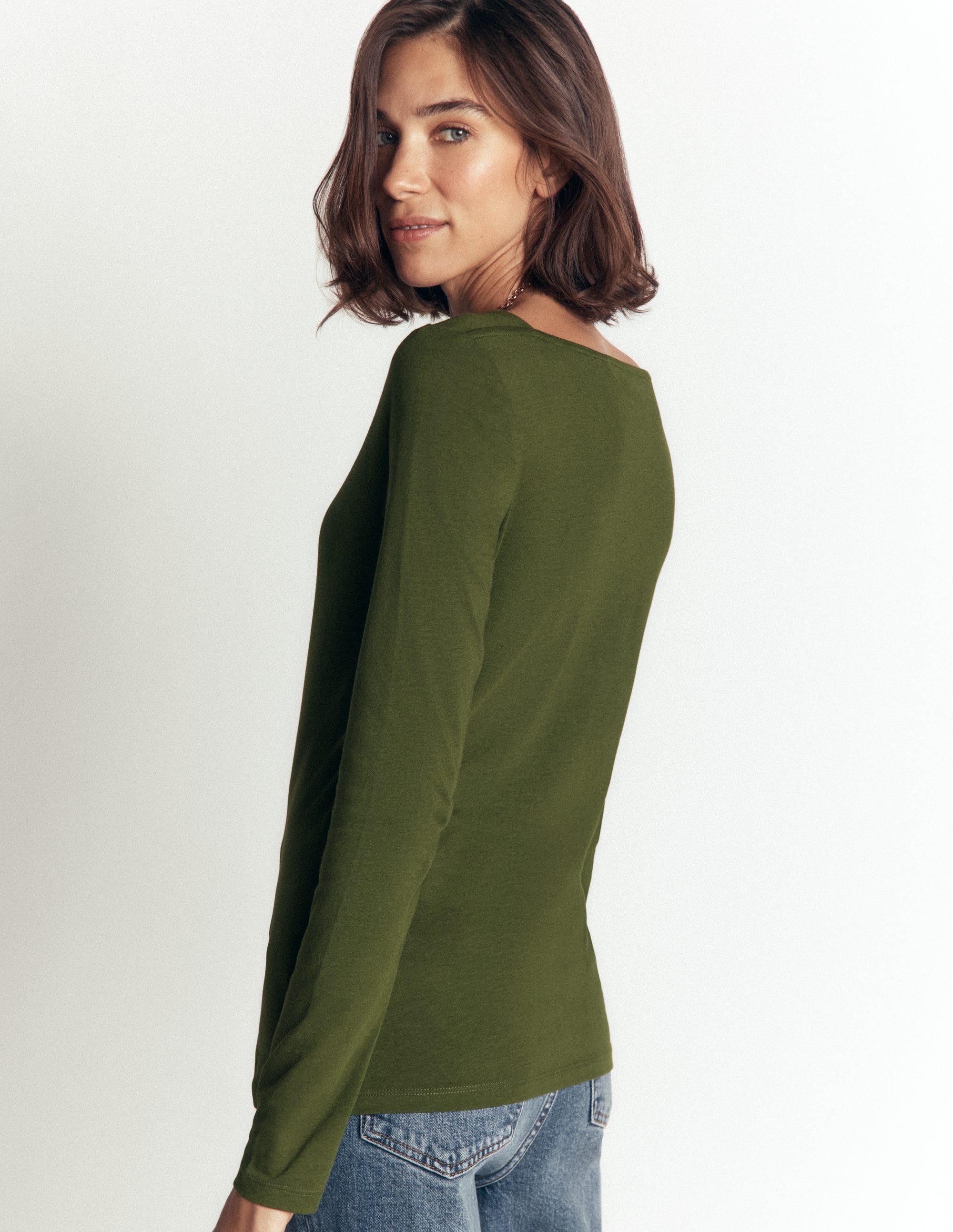 Square Neck Long Sleeve-Brunswick Green - Image 3