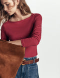 Square Neck Long Sleeve-Rich Chestnut