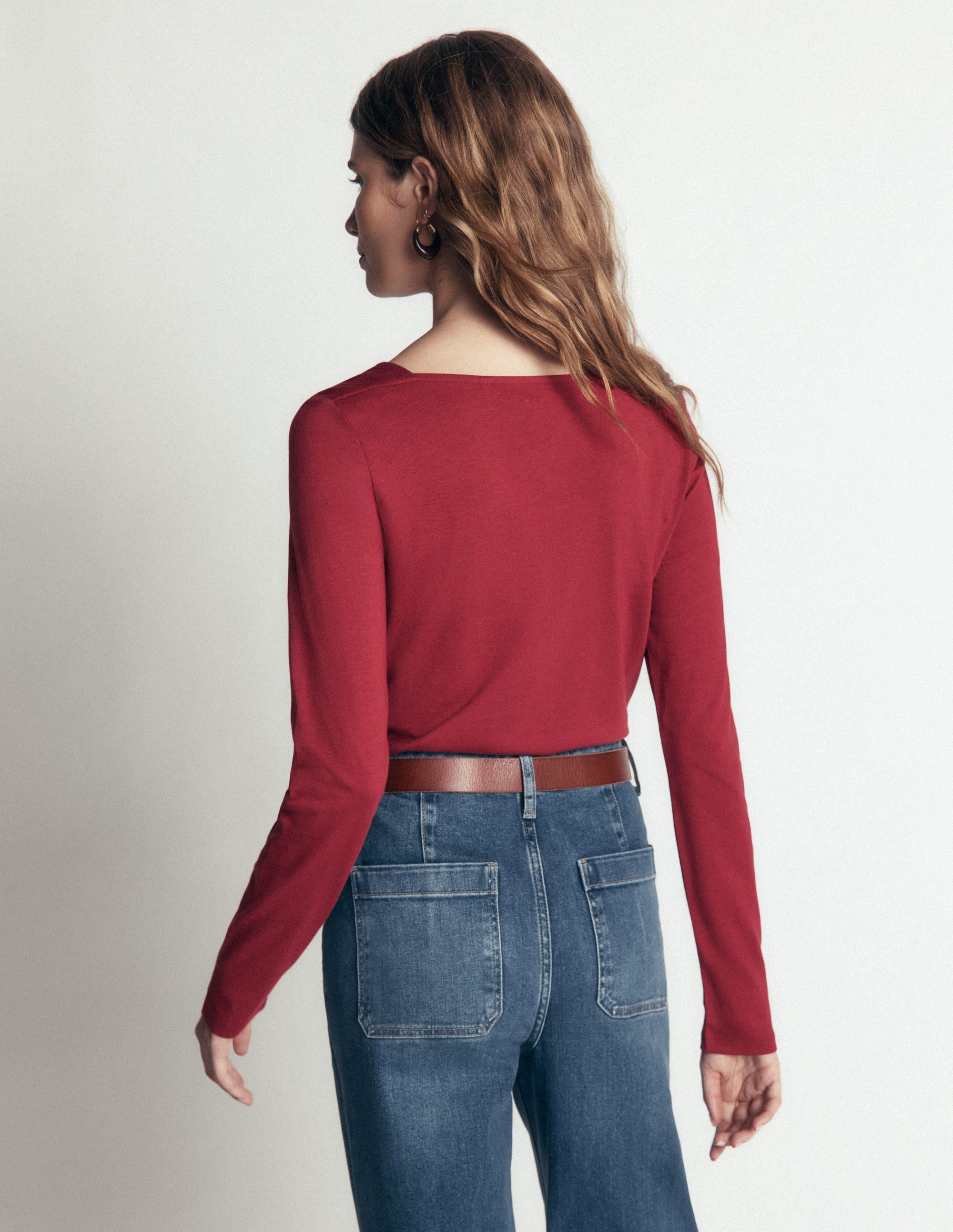 Square Neck Long Sleeve-Rich Chestnut - Image 3
