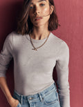 Annie Essential Crew Neck Top-Grey Marl