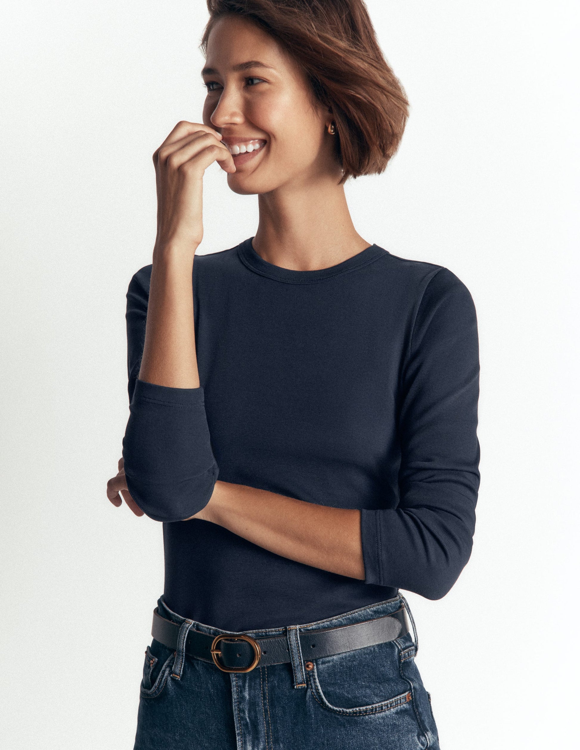 Annie Essential Crew Neck Top-NAVY-1
