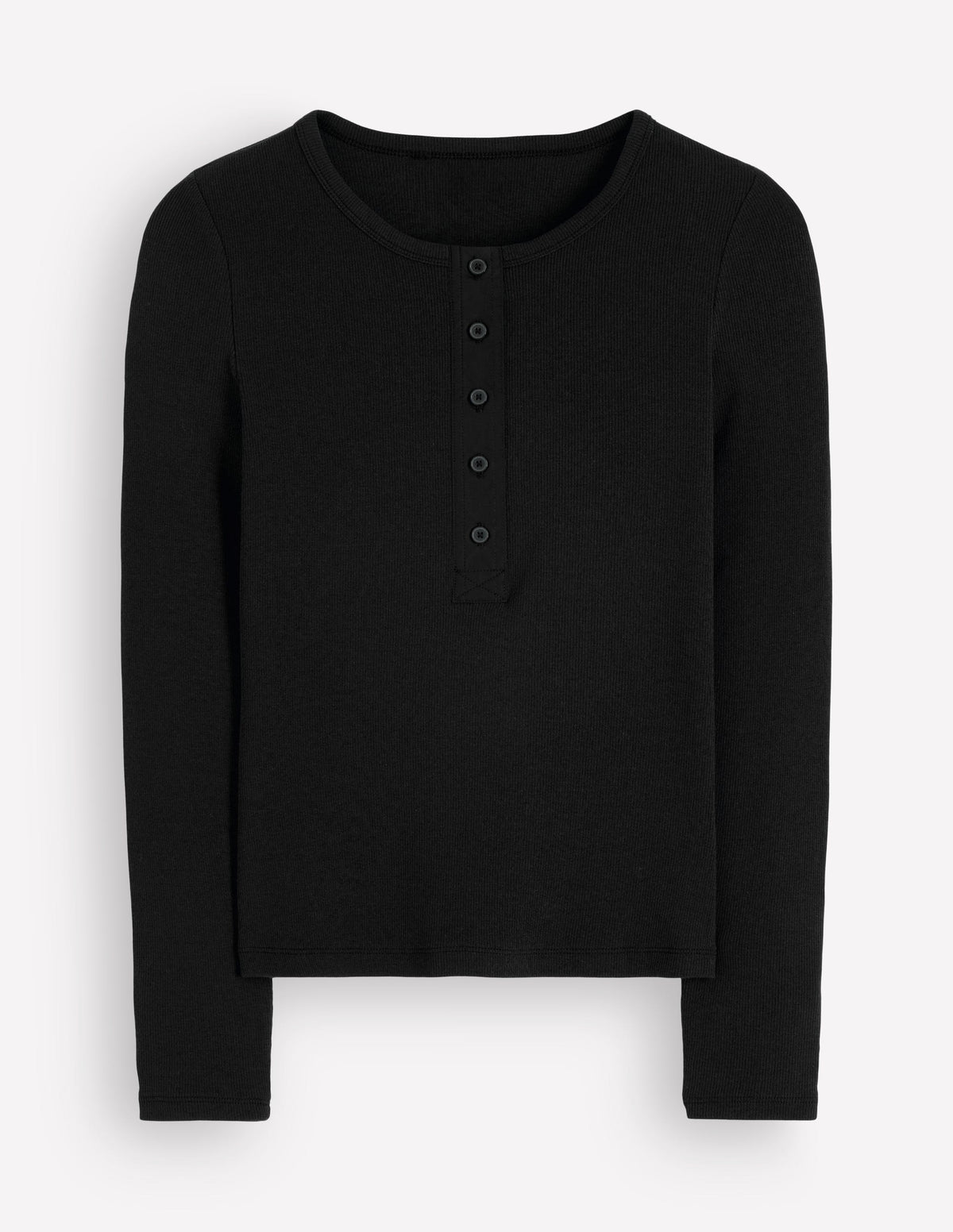 Ribbed Long Sleeve Henley-Black-6