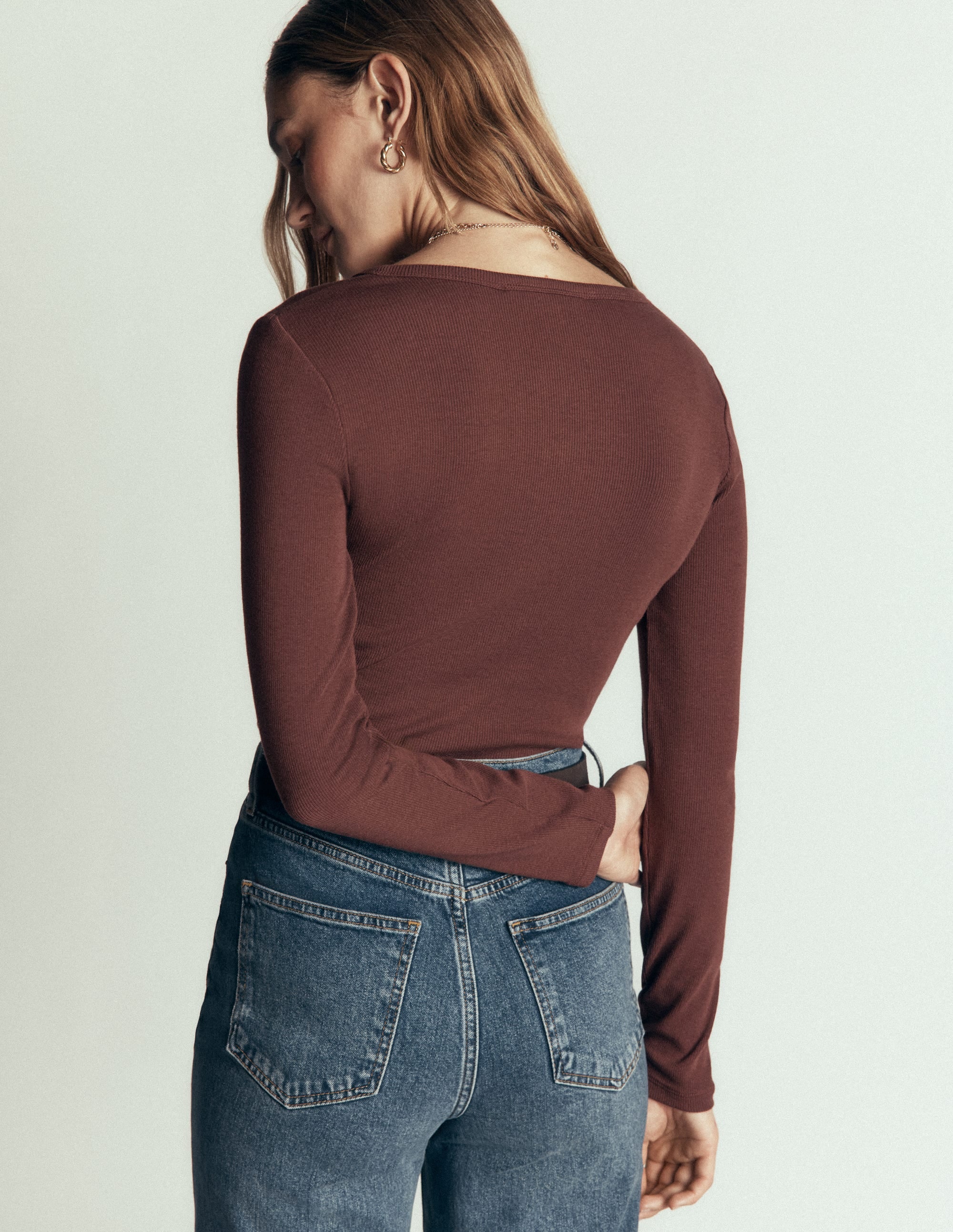 Ribbed Long Sleeve Henley-Fudgesickle - Image 2