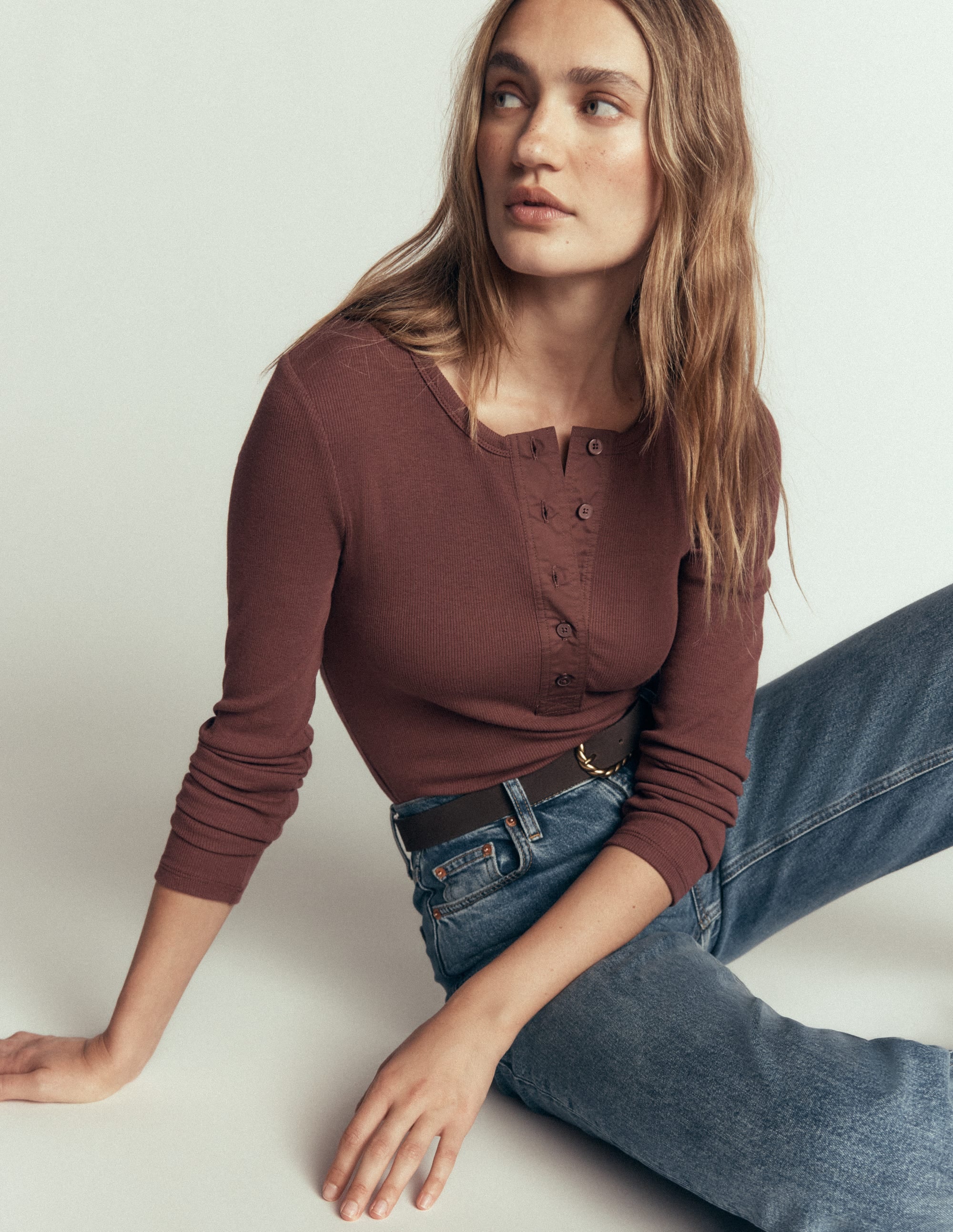 Ribbed Long Sleeve Henley-Fudgesickle - Image 3