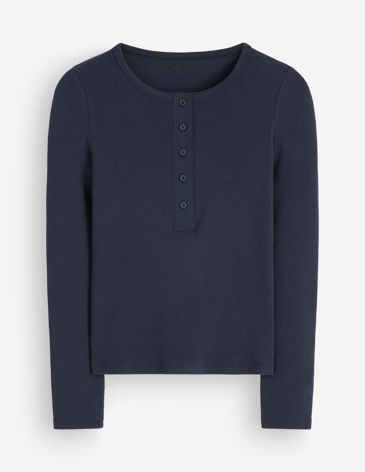 Ribbed Long Sleeve Henley-Navy-5