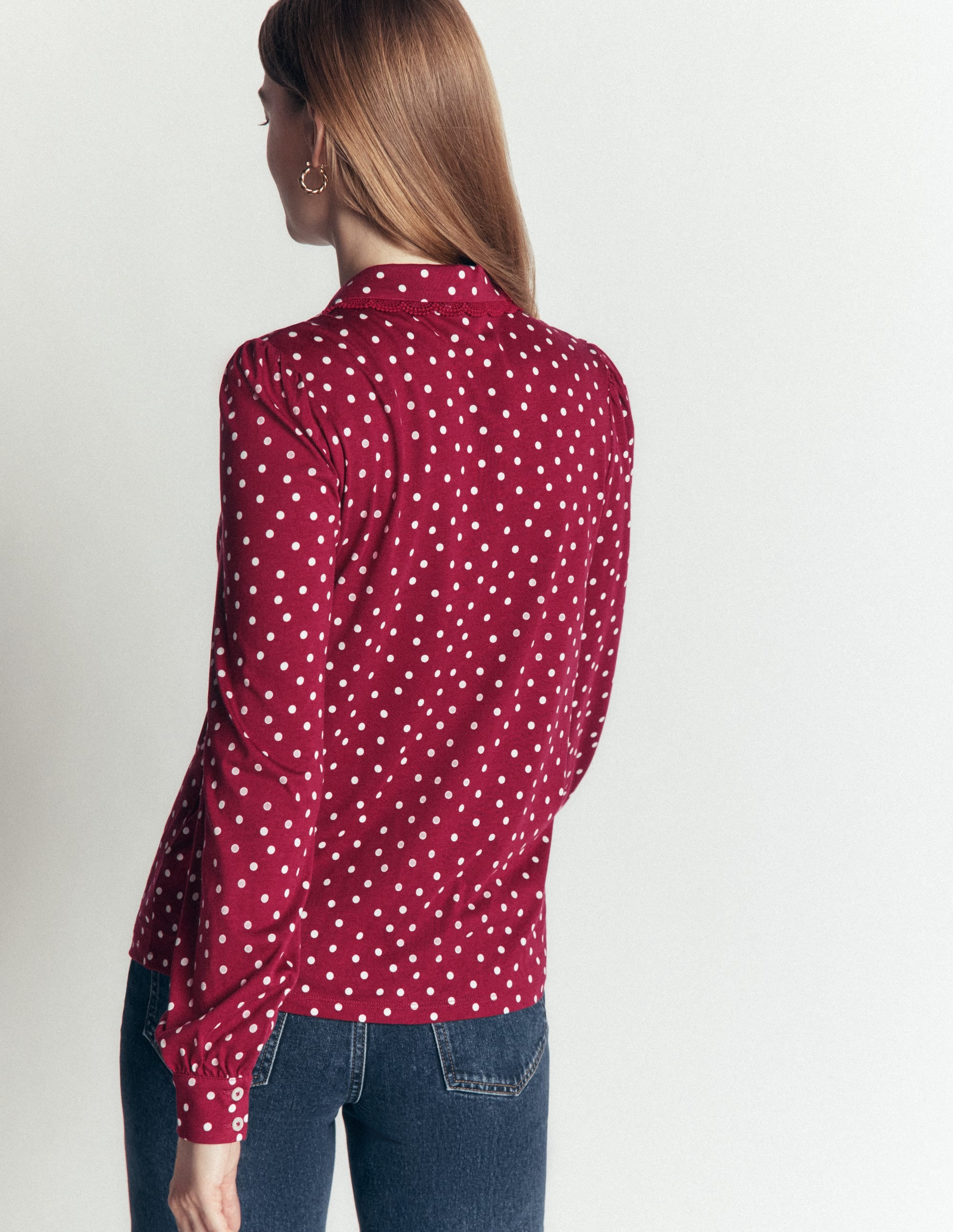 Lace Frill Blouse-Ruby Red, Boden Spot - Image 3