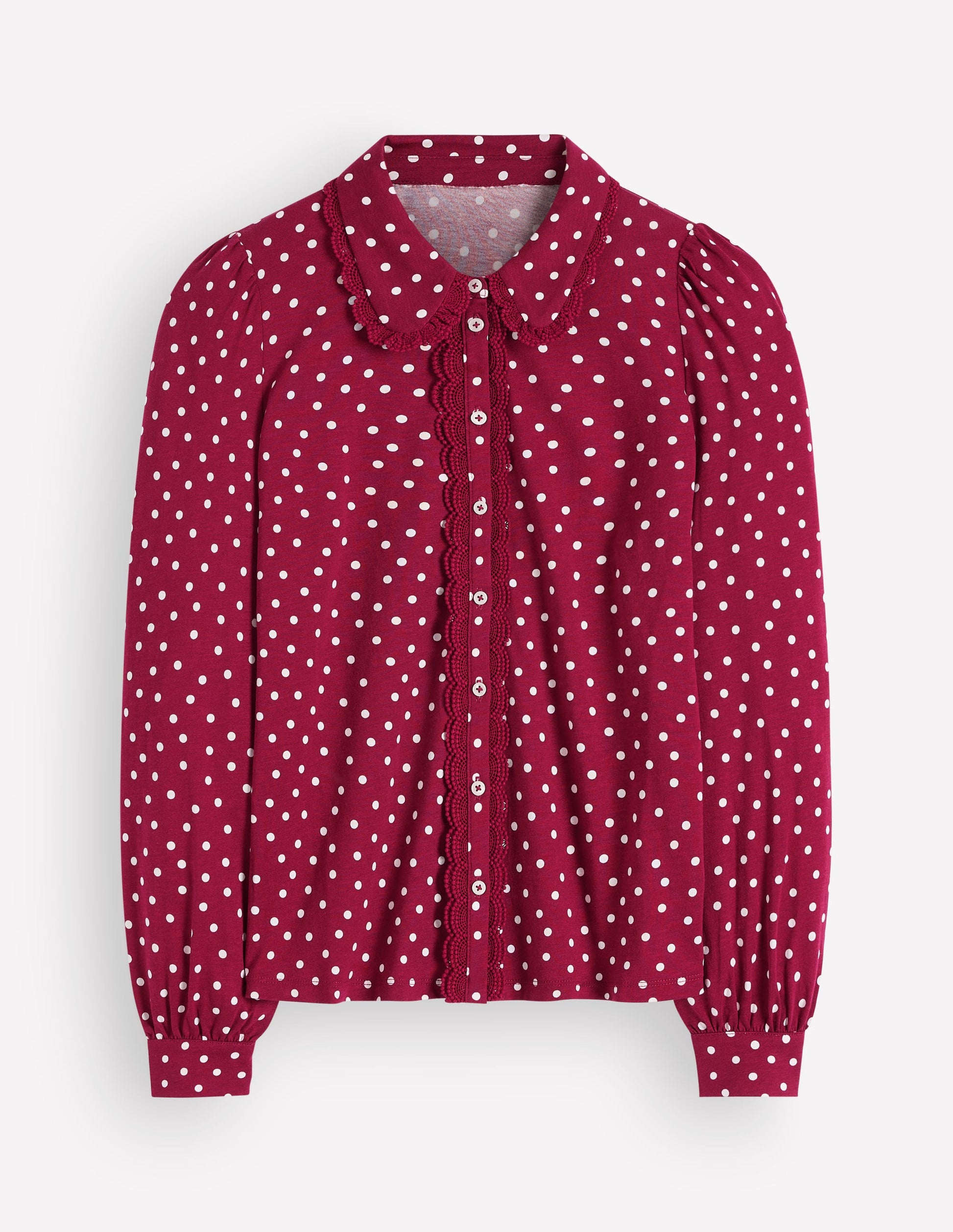 Lace Frill Blouse-Ruby Red, Boden Spot-6