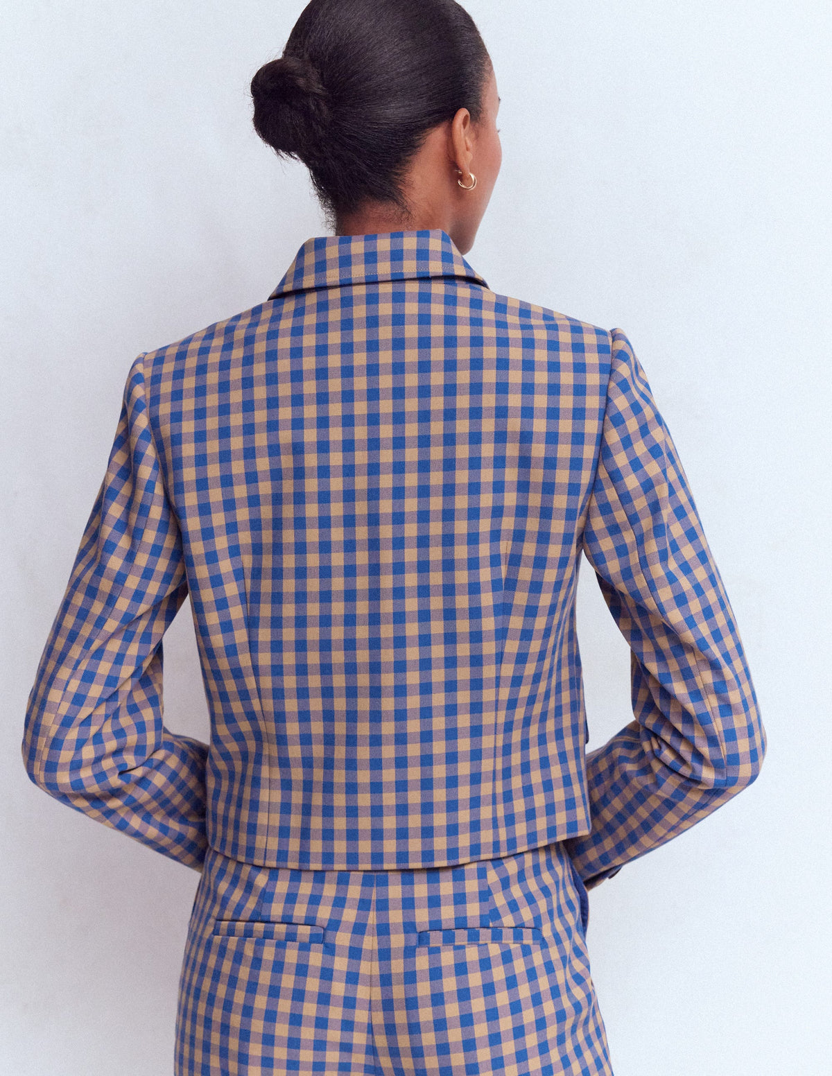 Dartmouth Cotton Blazer-Camel, Blue Gingham-4